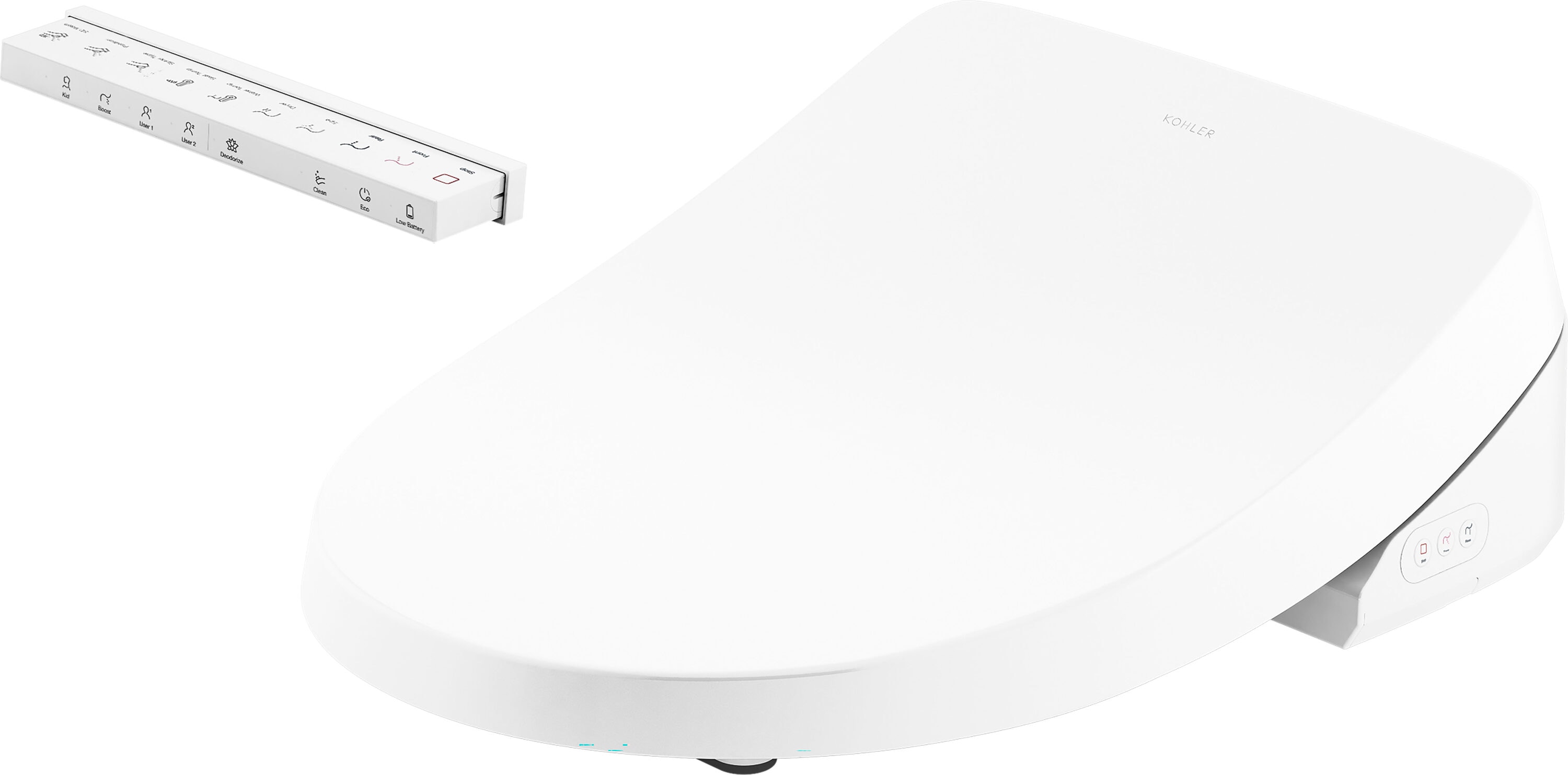Asiento de Bidé con Calentador y Cierre Suave Redondo Blanco de Plástico PureWash de KOHLER 28118-0
