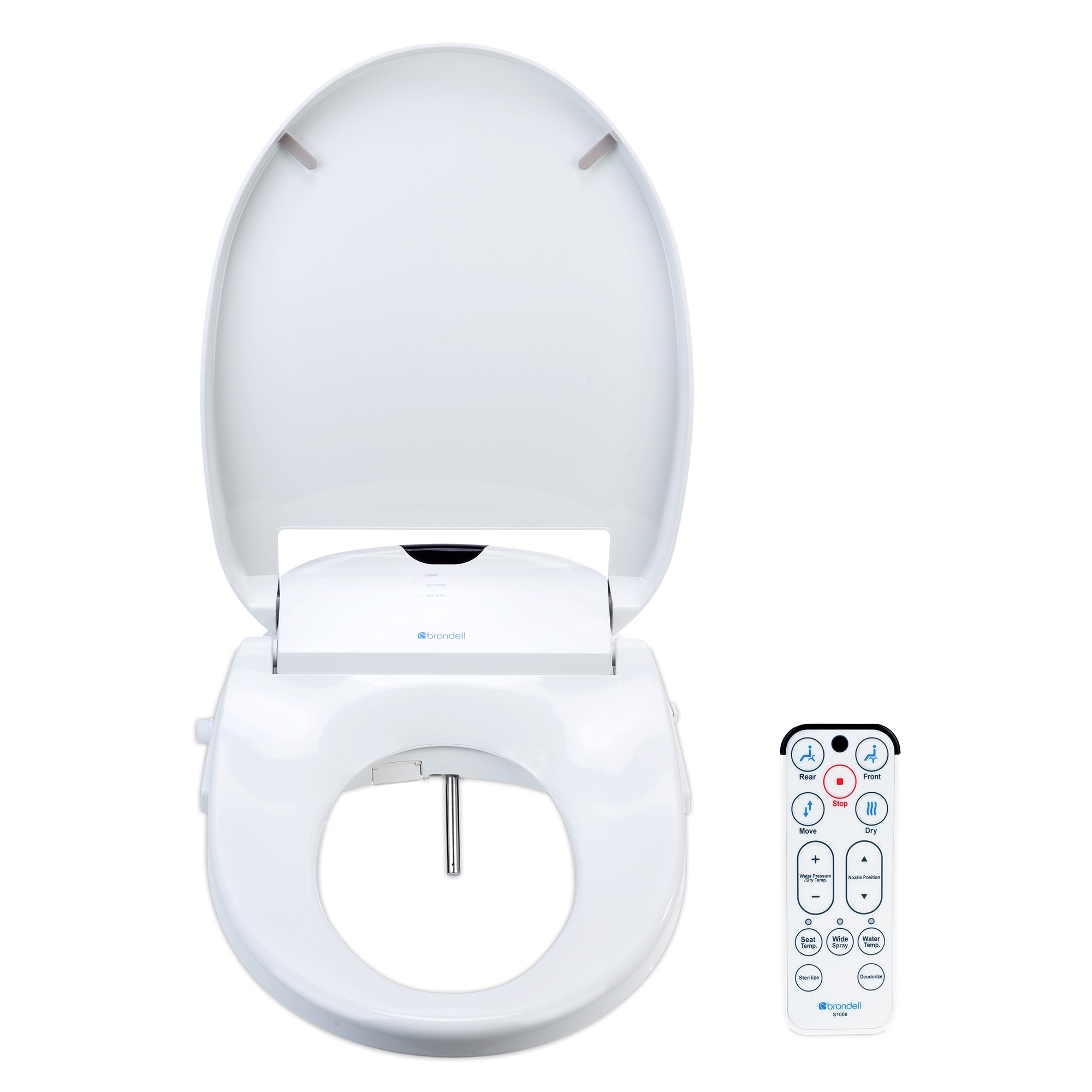 Asiento de Inodoro con Bidé Calentado de Cierre Suave al Tacto en Blanco de Plástico Elongado Brondell Swash 1000