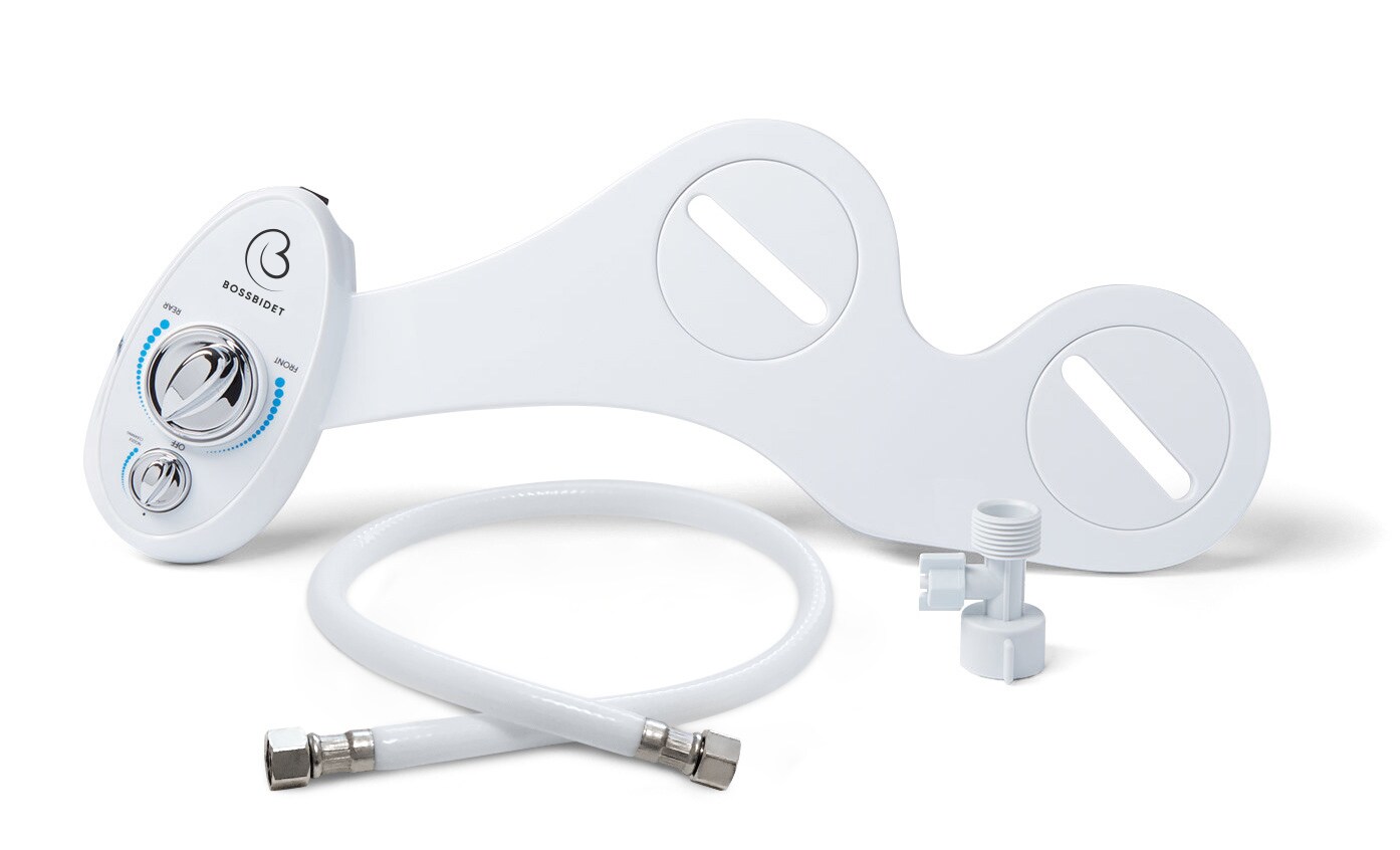 Bidet de Lujo Boss con Doble Boquilla No Eléctrico, Adjunto Autolimpiante (Blanco y Azul) LW