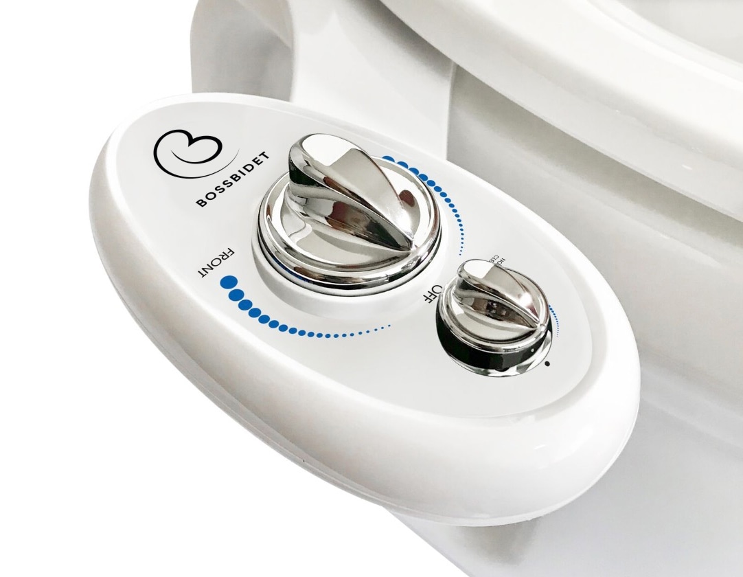 Bidet de Lujo Boss con Doble Boquilla No Eléctrico, Adjunto Autolimpiante (Blanco y Azul) LW