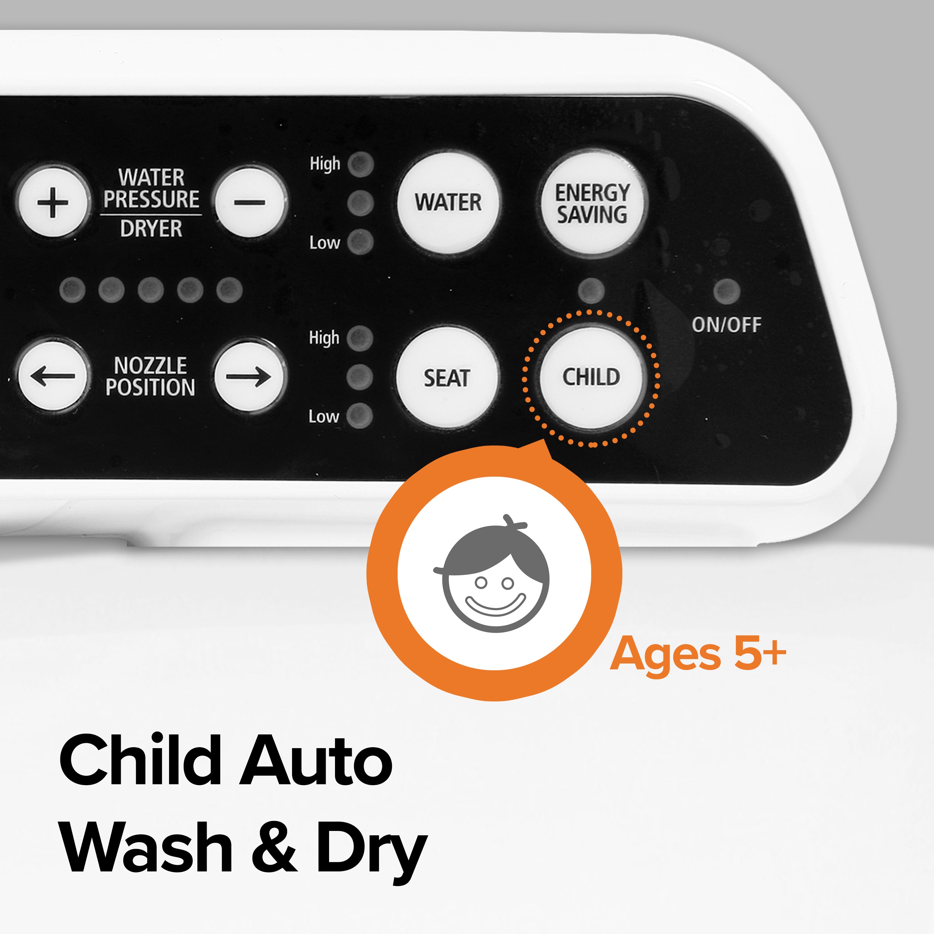 Asiento de inodoro bidet eléctrico calentado SmartBidet plástico blanco alargado con cierre suave SB-110.
