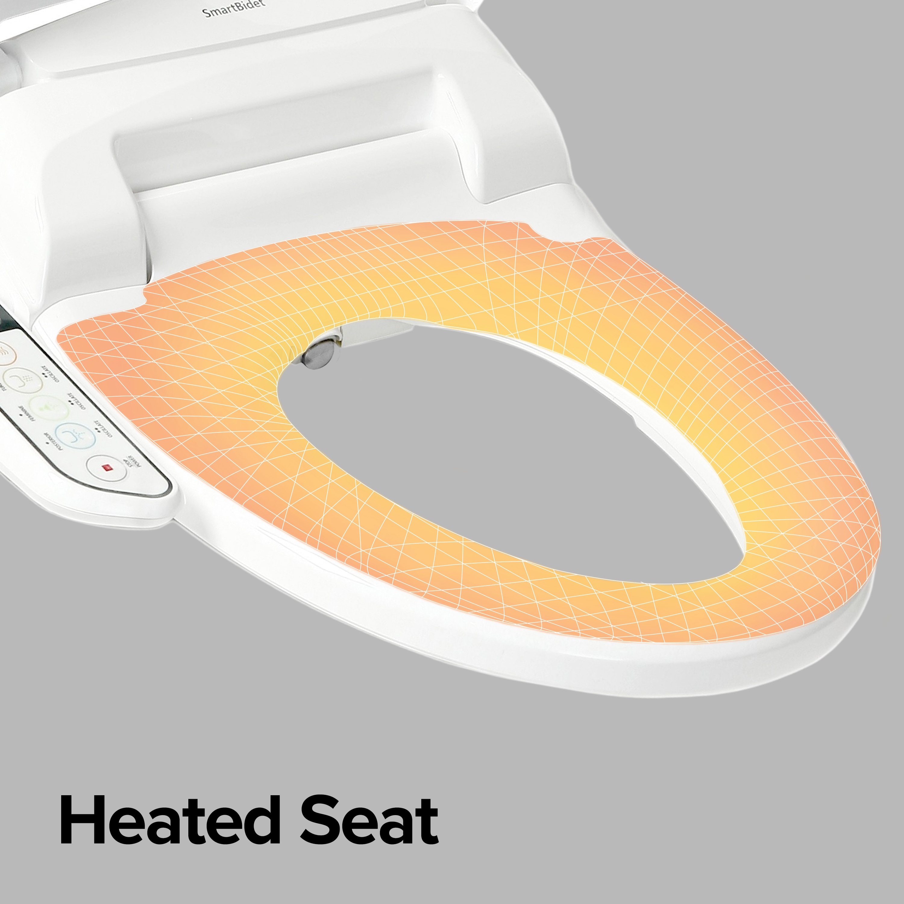 Asiento de inodoro bidet eléctrico calentado SmartBidet plástico blanco alargado con cierre suave SB-110.