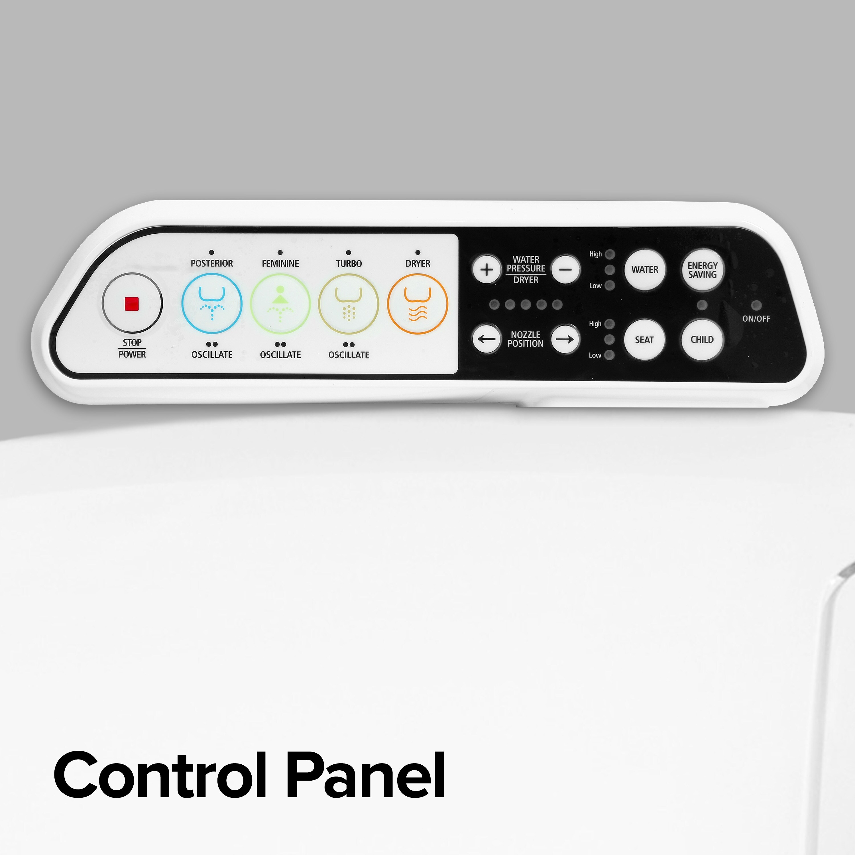 Asiento de inodoro bidet eléctrico calentado SmartBidet plástico blanco alargado con cierre suave SB-110.