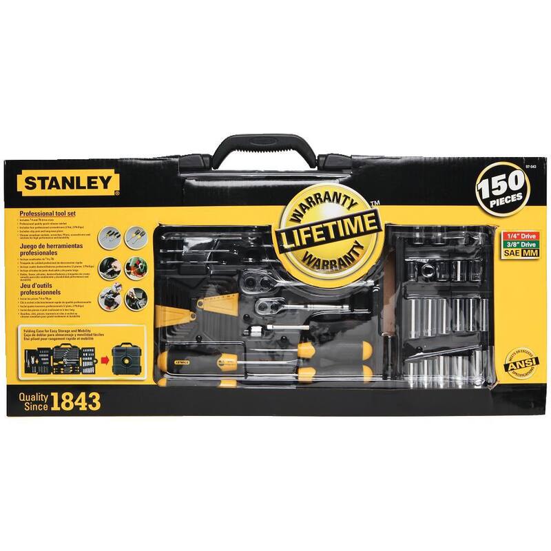 Juego de herramientas mecánicas SAE Stanley de 1/4 in. & 3/8 in. (150 piezas) - 97-543