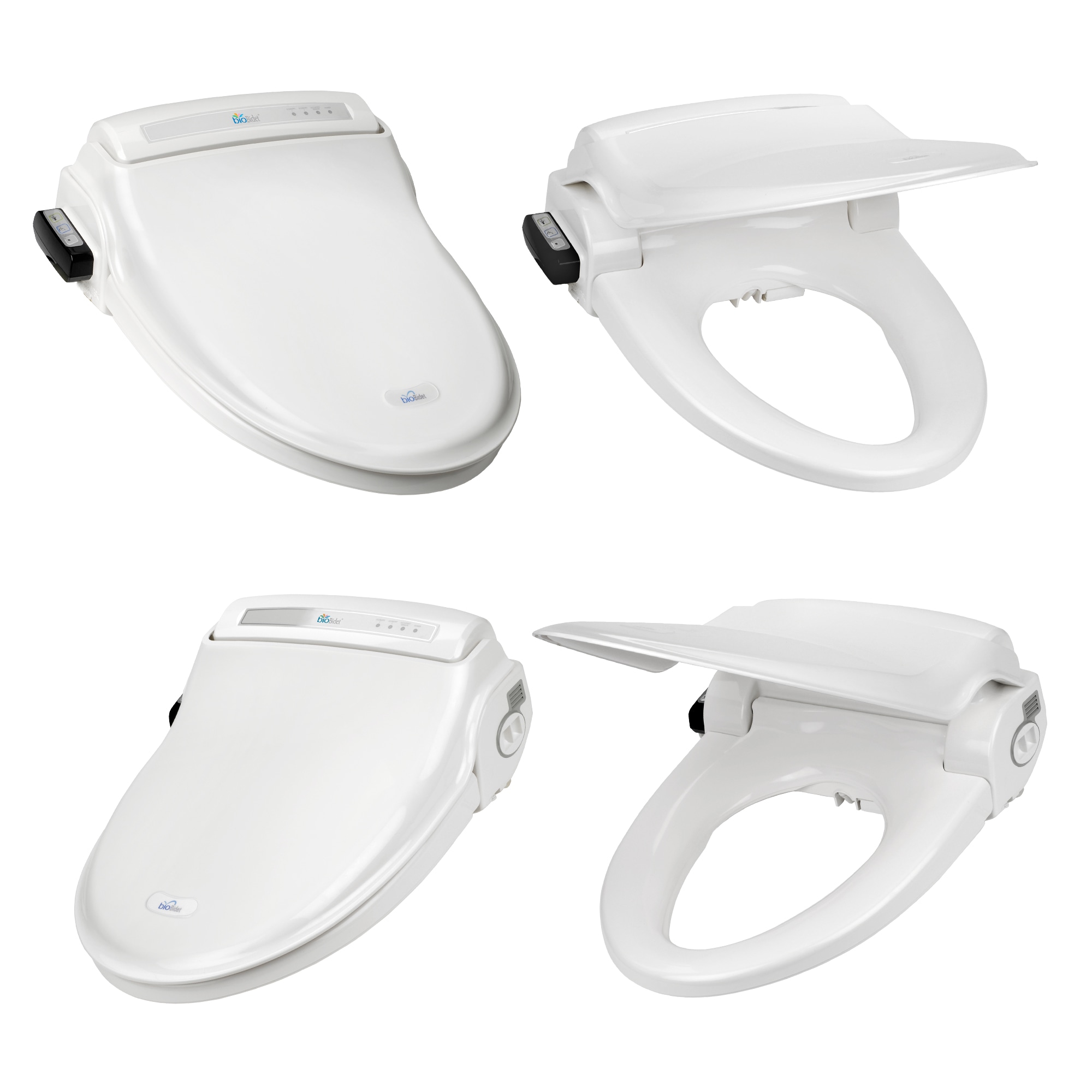 Asiento de inodoro bidet con cierre suave, calefacción y secado, blanco de plástico alargado Bio Bidet BB-1000