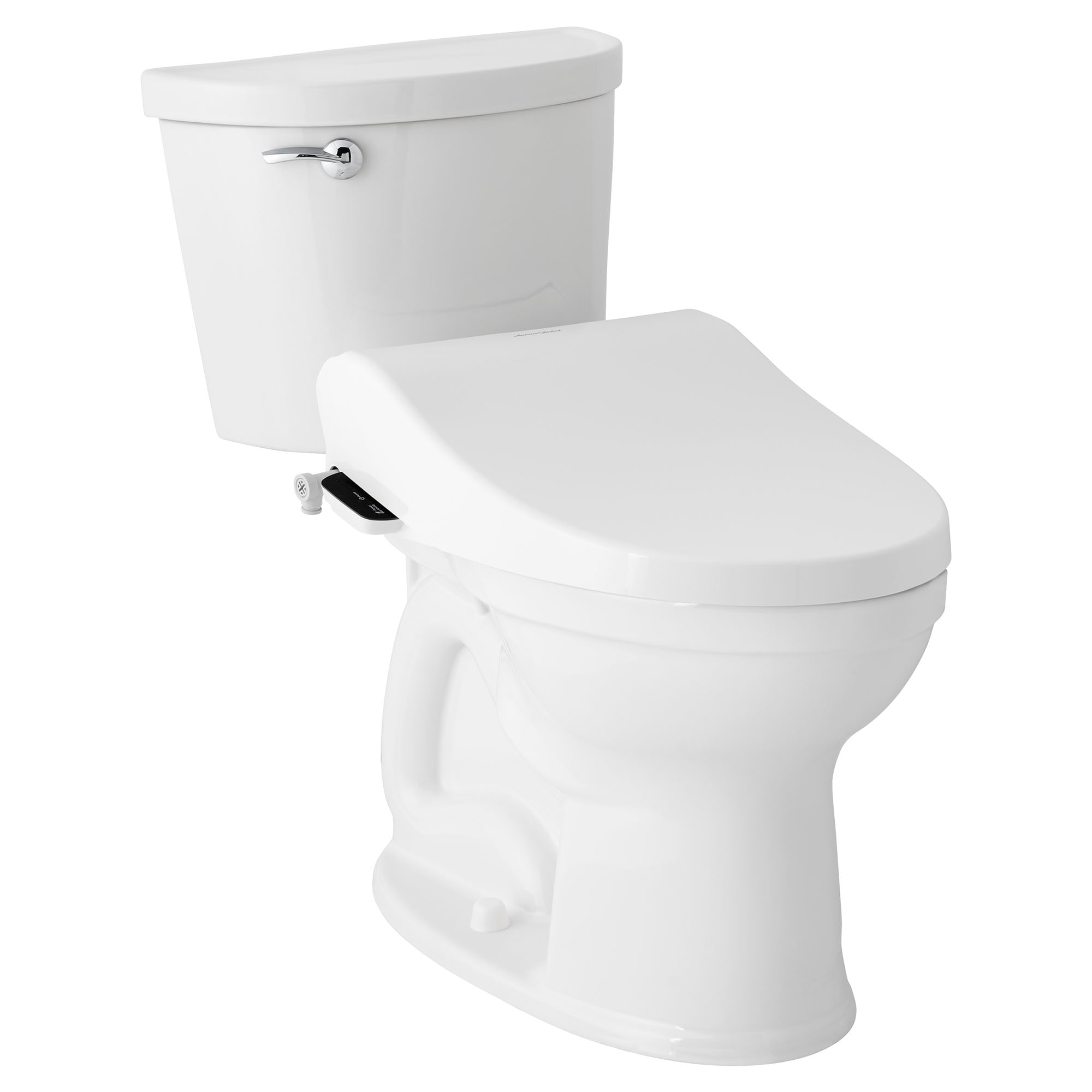 Asiento de inodoro bidet alargado inteligente blanco de plástico con cierre suave y calefacción American Standard Advanced Clean 2.5