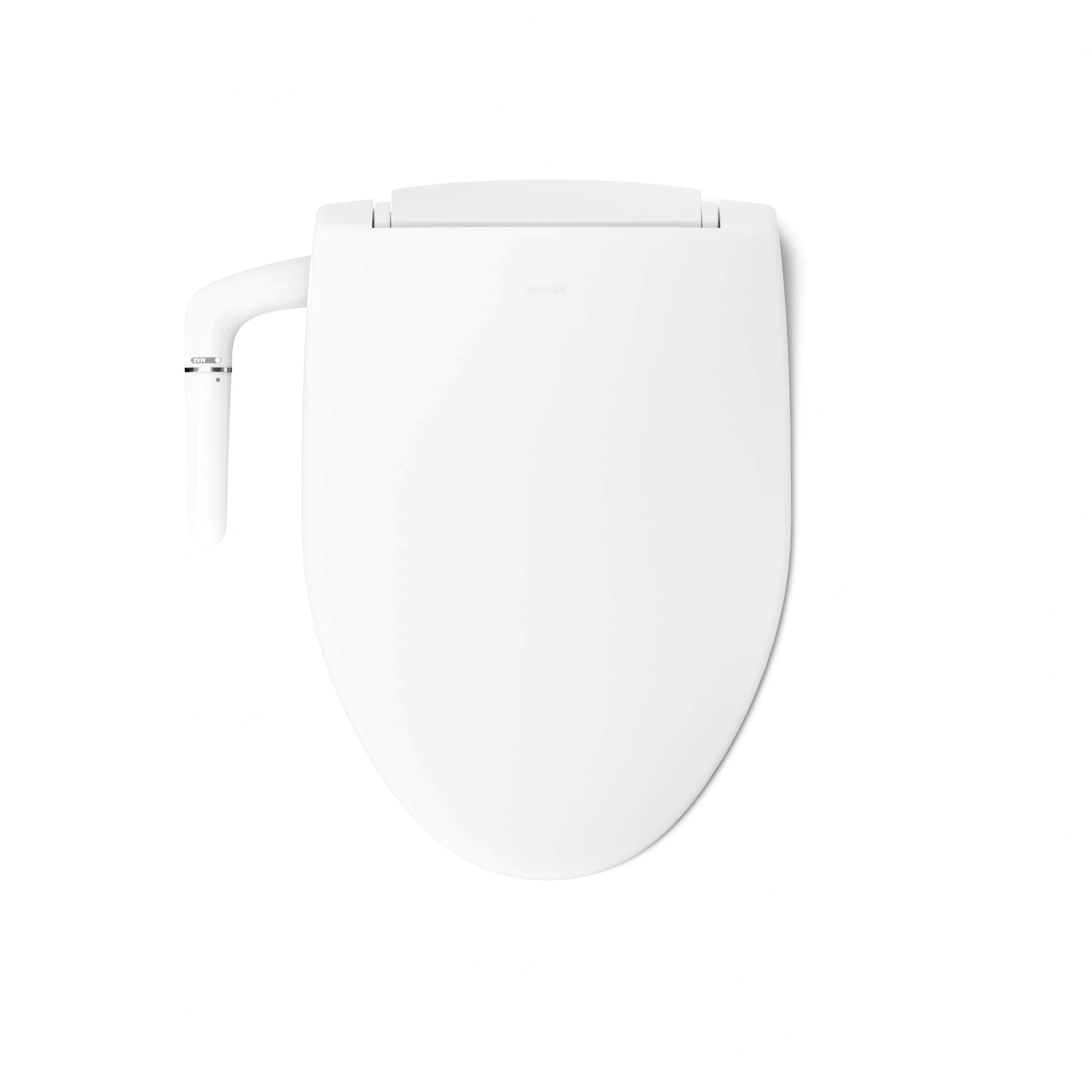 Asiento de inodoro bidet alargado de plástico blanco con cierre suave KOHLER PureWash M250