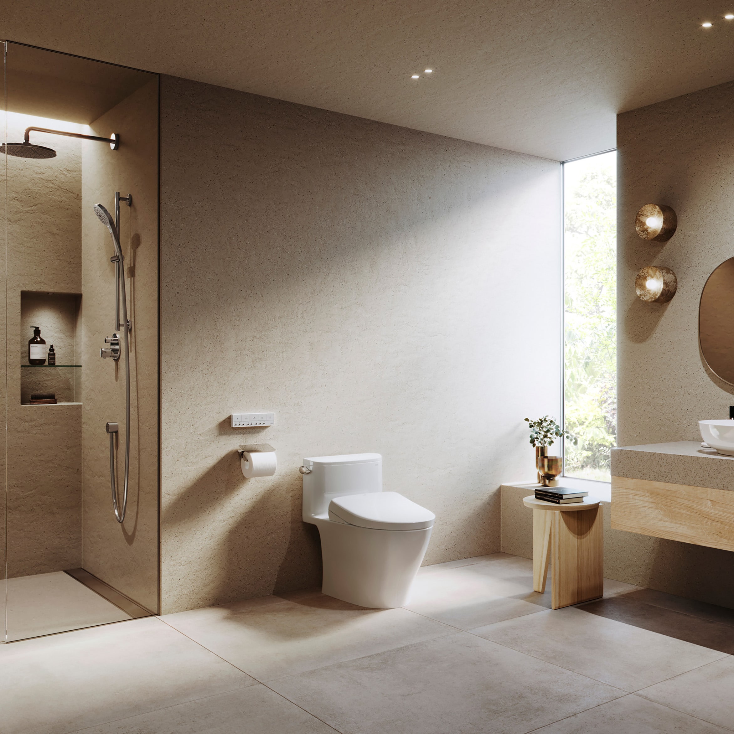 Asiento de Bidé con Cierre Suave, Calefacción, y Forma Alargada en Plástico Beige Sedona TOTO S7 SW4726-12