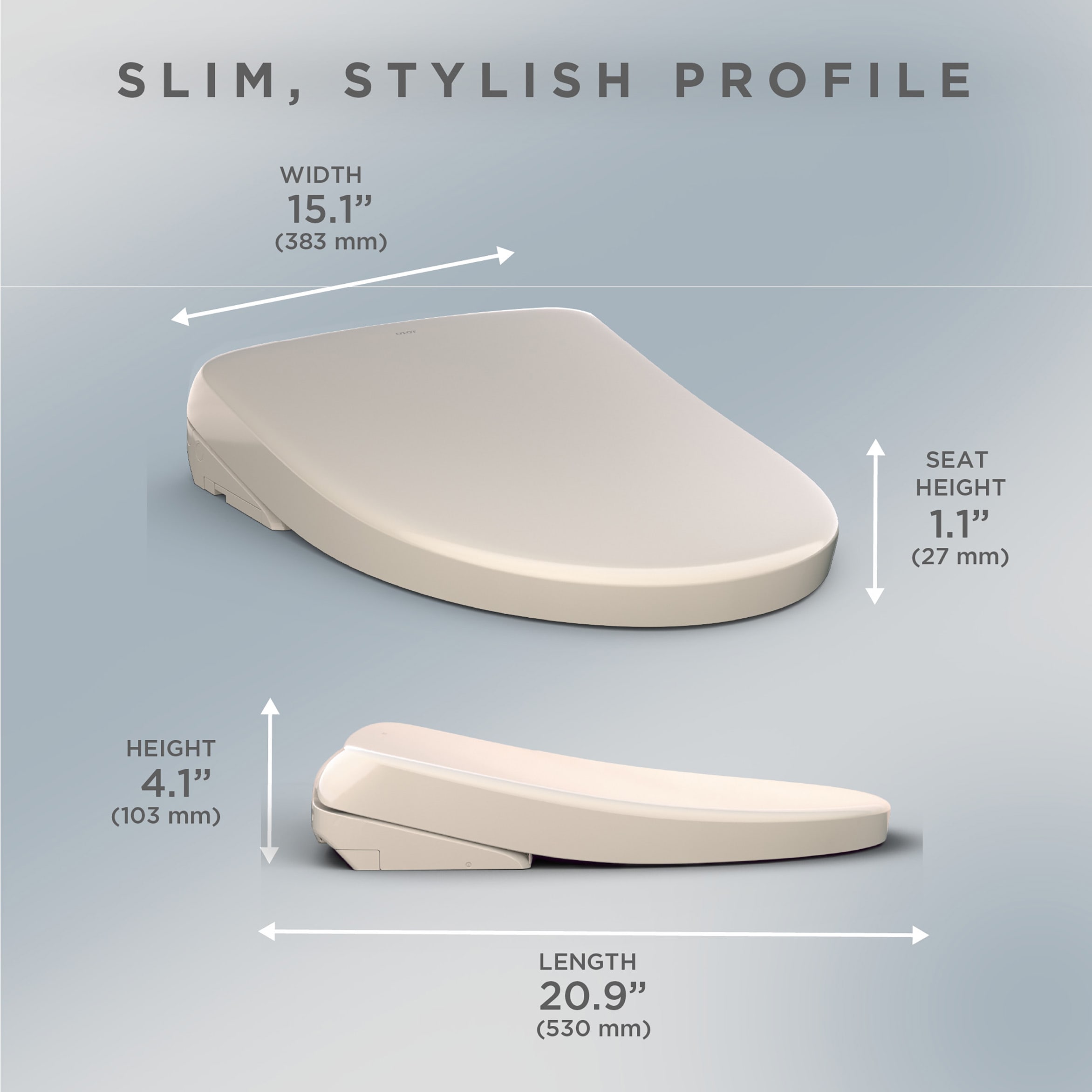 Asiento de Bidé con Cierre Suave, Calefacción, y Forma Alargada en Plástico Beige Sedona TOTO S7 SW4726-12