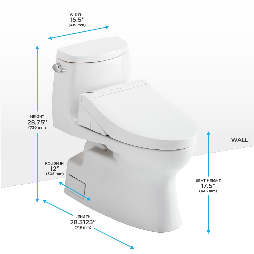 Asiento de bidé TOTO Washlet+ Blanco Algodón, Estándar Alargado Individual Altura Suave Cierre 1 Pieza 12 pulgadas de Retroceso Etiqueta WaterSense 1.28 GPF MW6143084CEFG-01