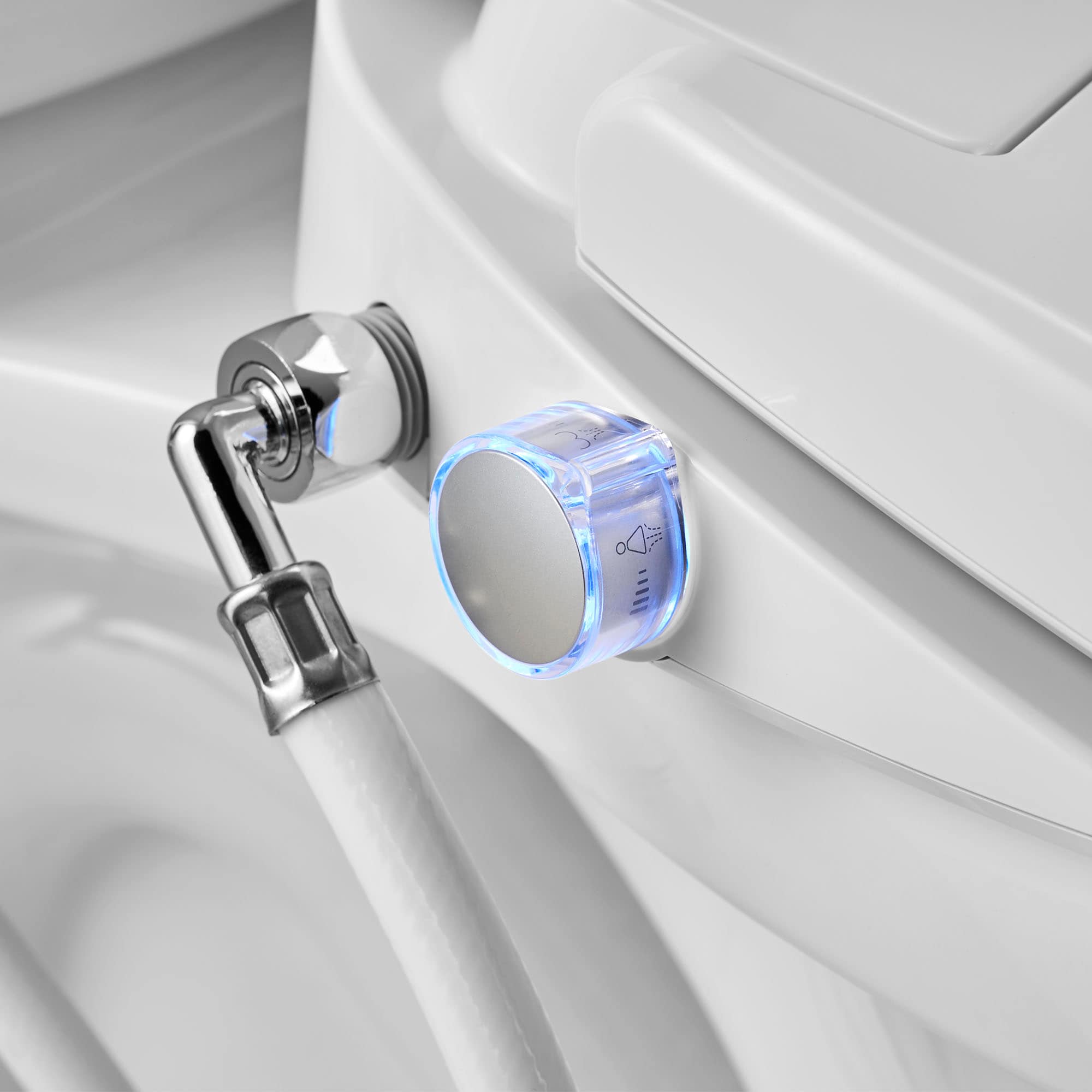 Asiento de Inodoro con Bidé American Standard AquaWash 2 Manual SpaLet de Plástico Blanco Alargado Suave con Cierre Suave y Calefacción611 8019A60GPC.020