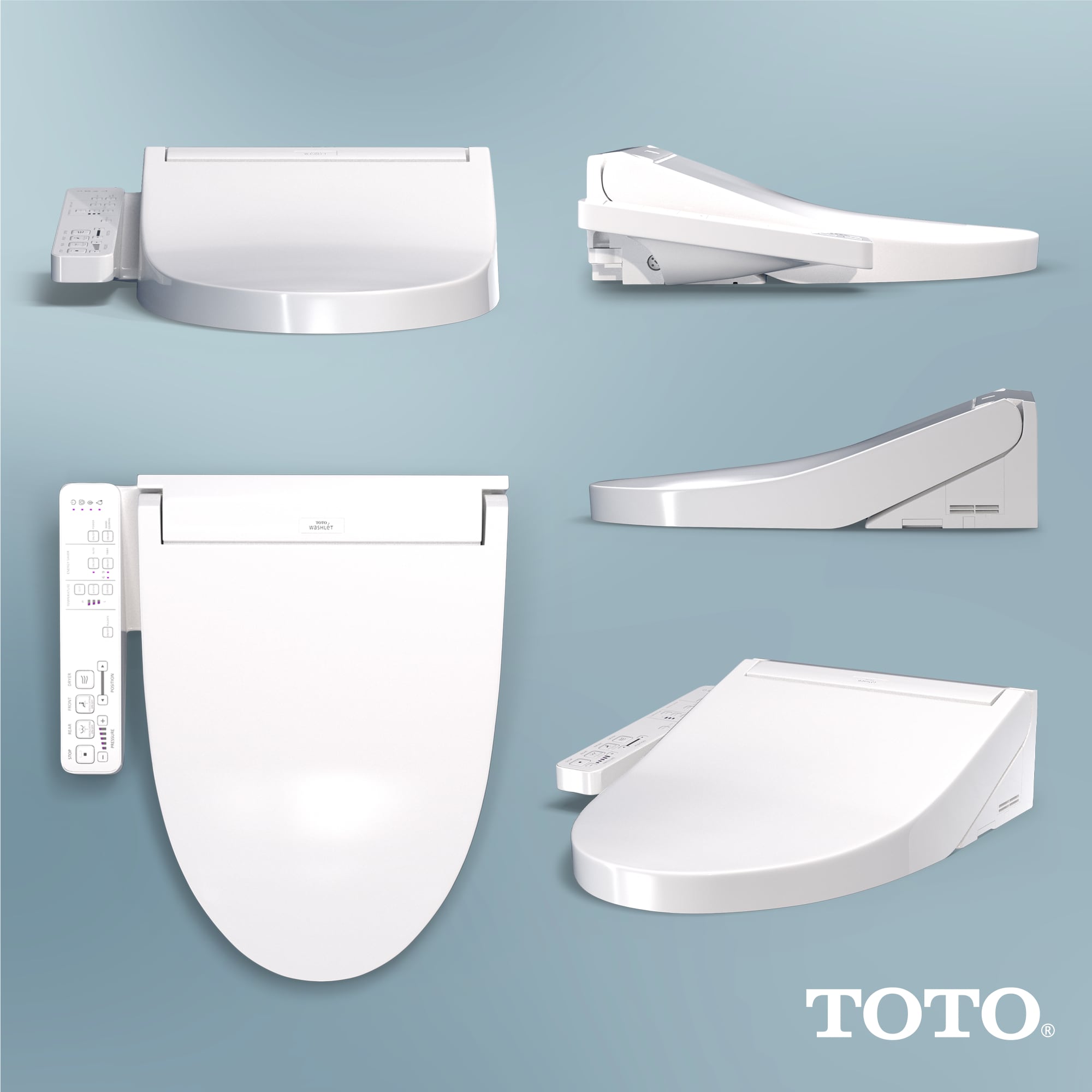 Asiento de Inodoro con Bidet Calentado de Plástico Algodón Blanco y Cierre Suave Elongado de TOTO SW3024-01