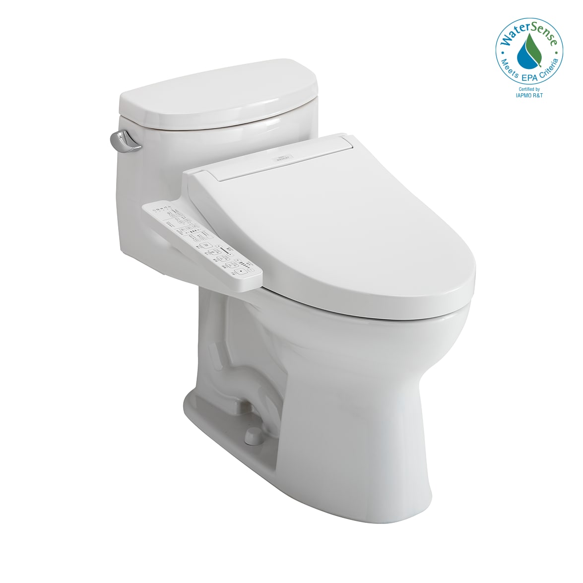 TOTO Washlet+ Blanco Algodón Individual Alargado Altura Estándar Cierre Suave 1-pieza Bidet 12 pulgadas Rugoso WaterSense Etiquetado 1.28 GPF MW6343074CEFG-01