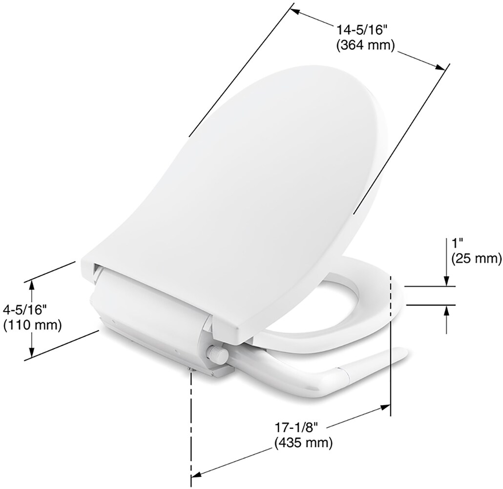 Asiento de inodoro bidet redondo de plástico blanco con cierre suave PureWash M250 de KOHLER