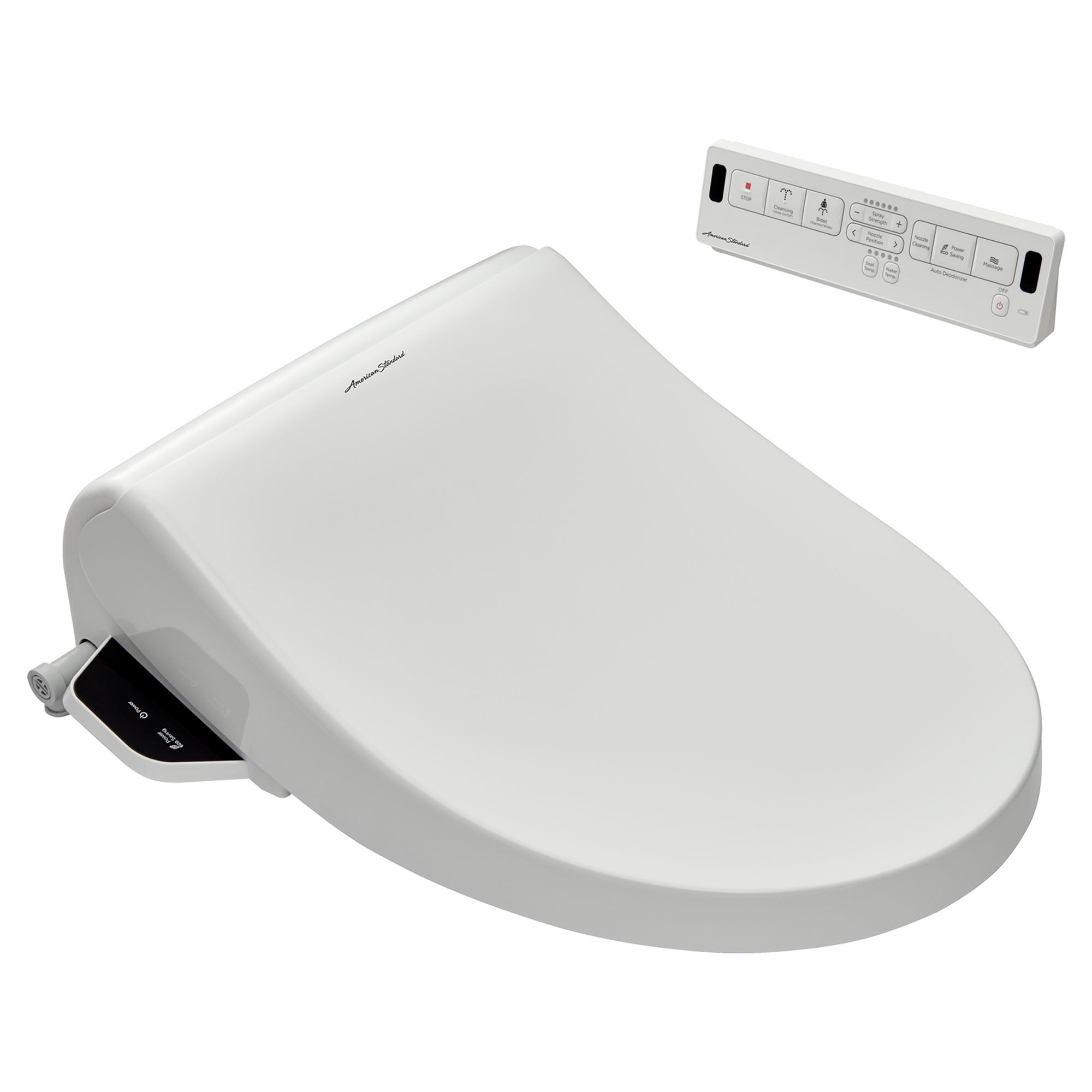 Asiento de baño con bidé eléctrico, cierre suave, calefacción y compatibilidad inteligente, color blanco, alargado, de plástico, de American Standard Spalet