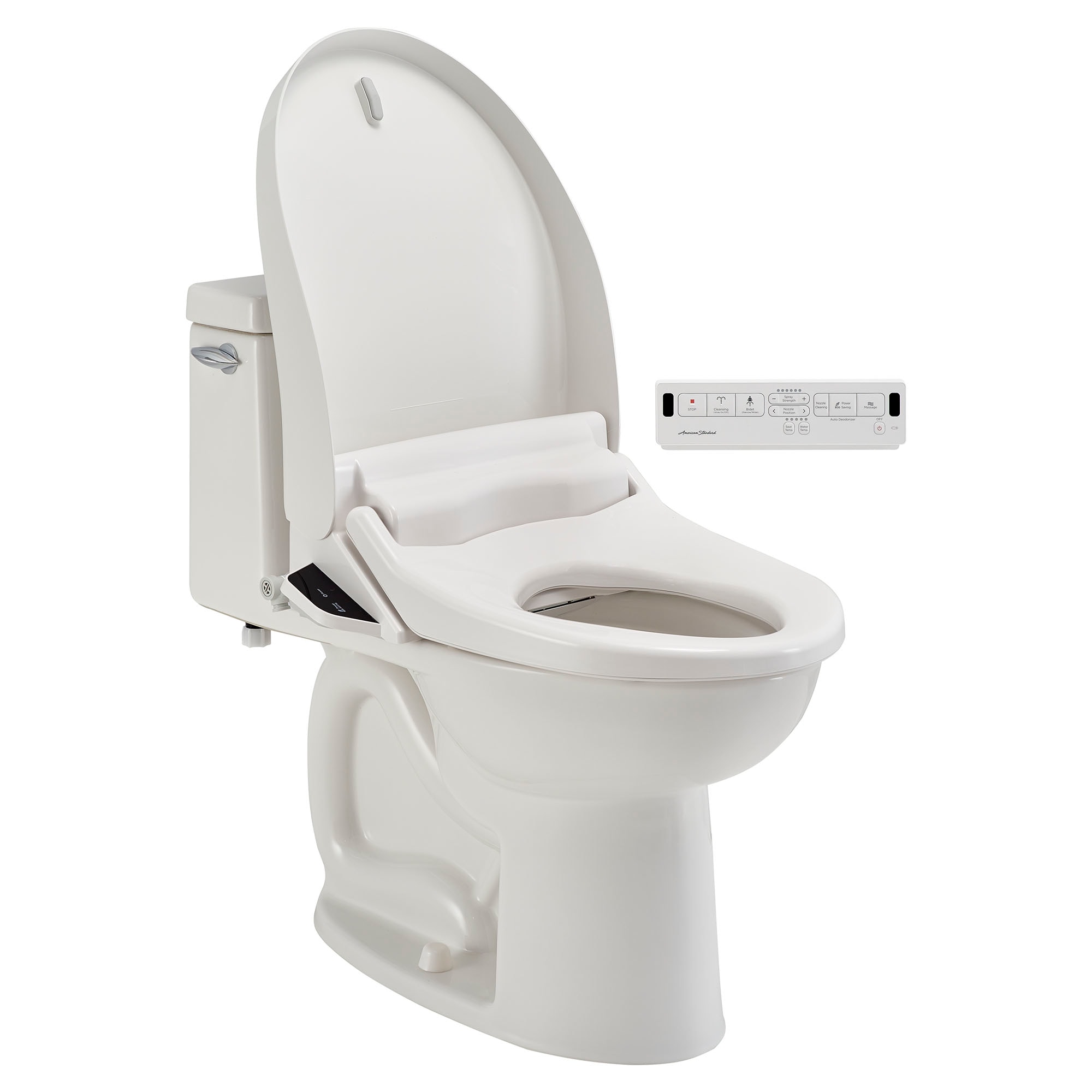 Asiento de baño con bidé eléctrico, cierre suave, calefacción y compatibilidad inteligente, color blanco, alargado, de plástico, de American Standard Spalet