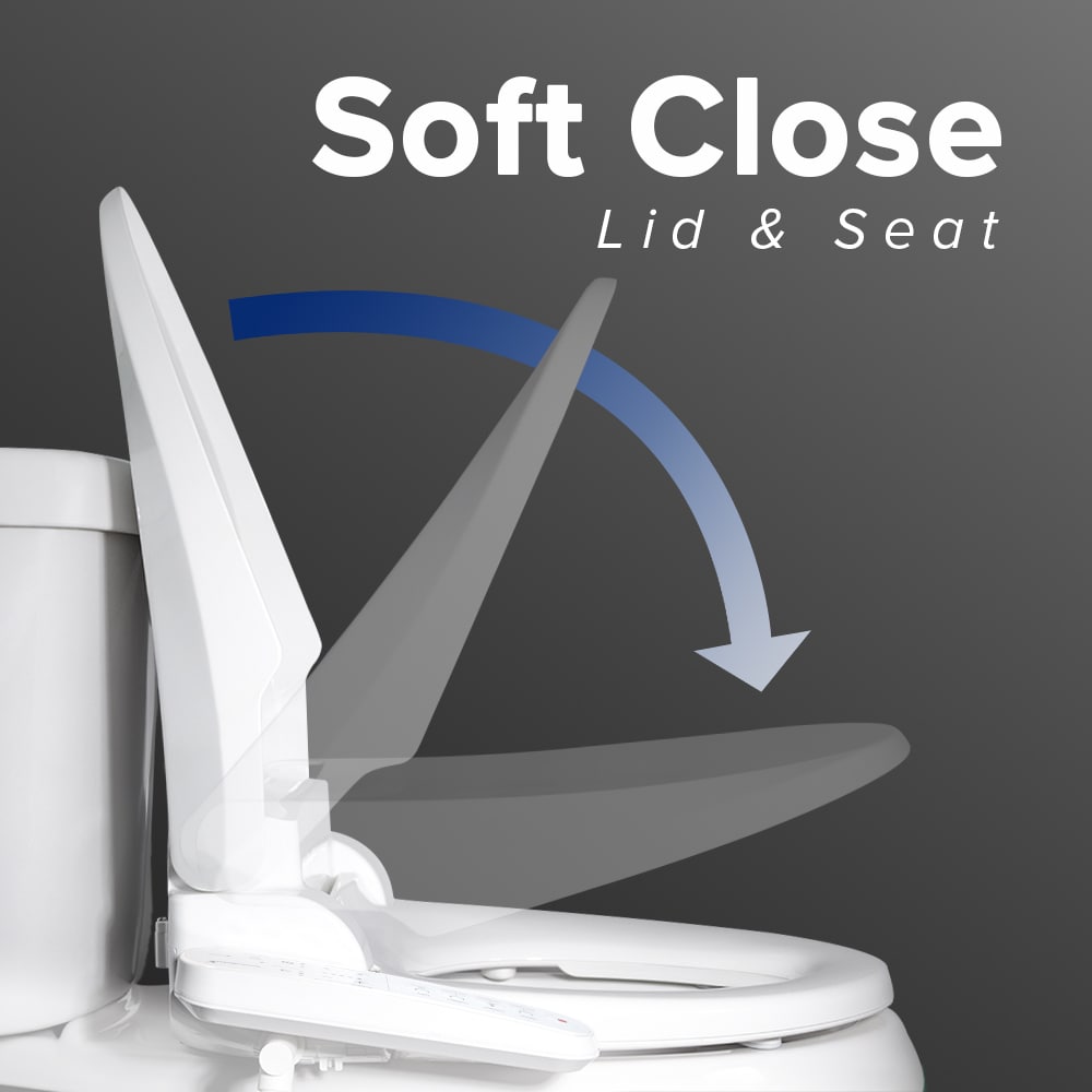 Asiento de inodoro con bidé, calentador y cierre suave en plástico blanco alargado SmartBidet SB-2000WE