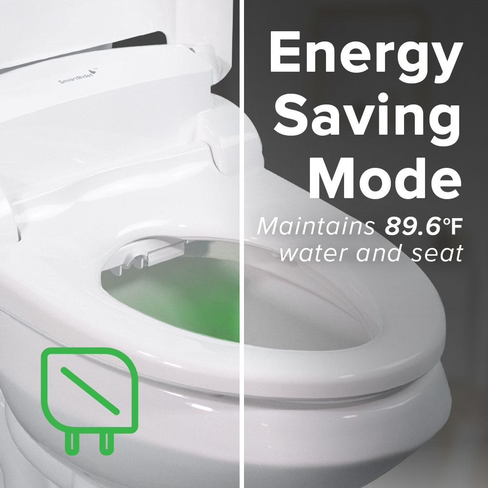 Asiento de inodoro con bidé, calentador y cierre suave en plástico blanco alargado SmartBidet SB-2000WE