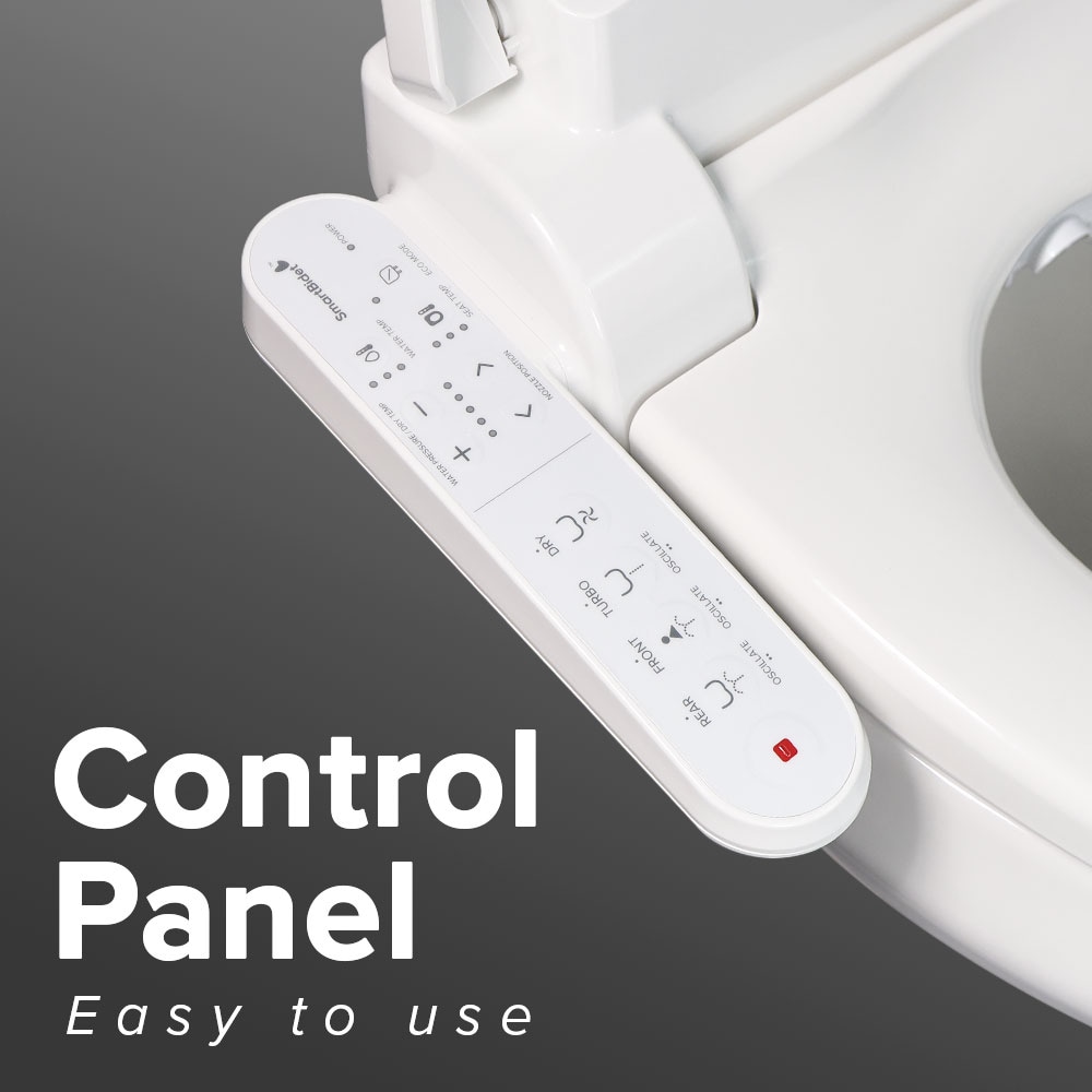 Asiento de inodoro con bidé, calentador y cierre suave en plástico blanco alargado SmartBidet SB-2000WE
