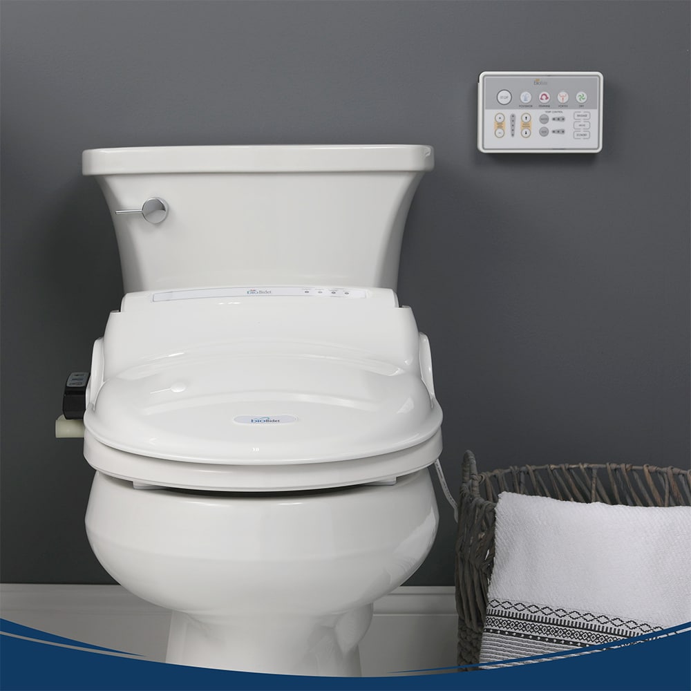Asiento de Baño Bidet Caliente Redondo de Plástico Blanco con Cierre Suave Bio Bidet BB-1000R
