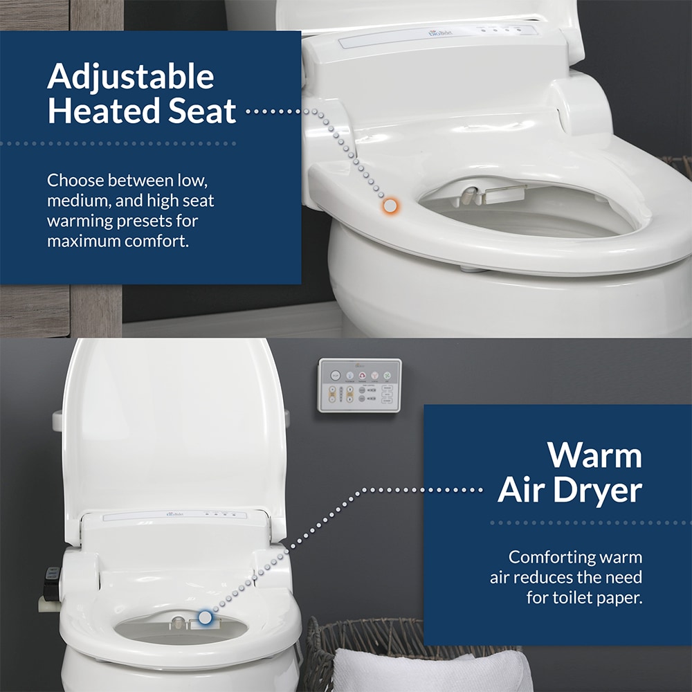 Asiento de Baño Bidet Caliente Redondo de Plástico Blanco con Cierre Suave Bio Bidet BB-1000R