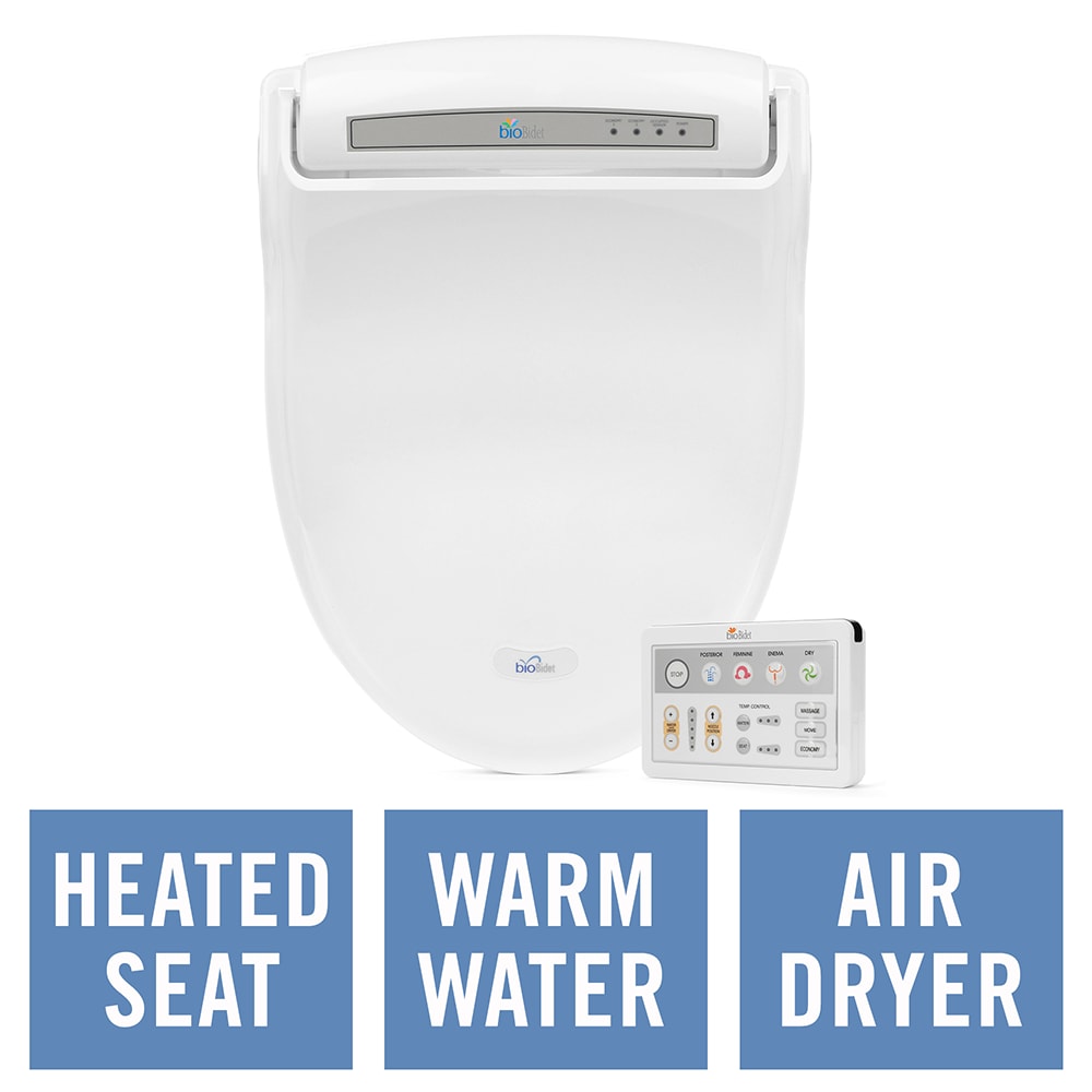 Asiento de Baño Bidet Caliente Redondo de Plástico Blanco con Cierre Suave Bio Bidet BB-1000R