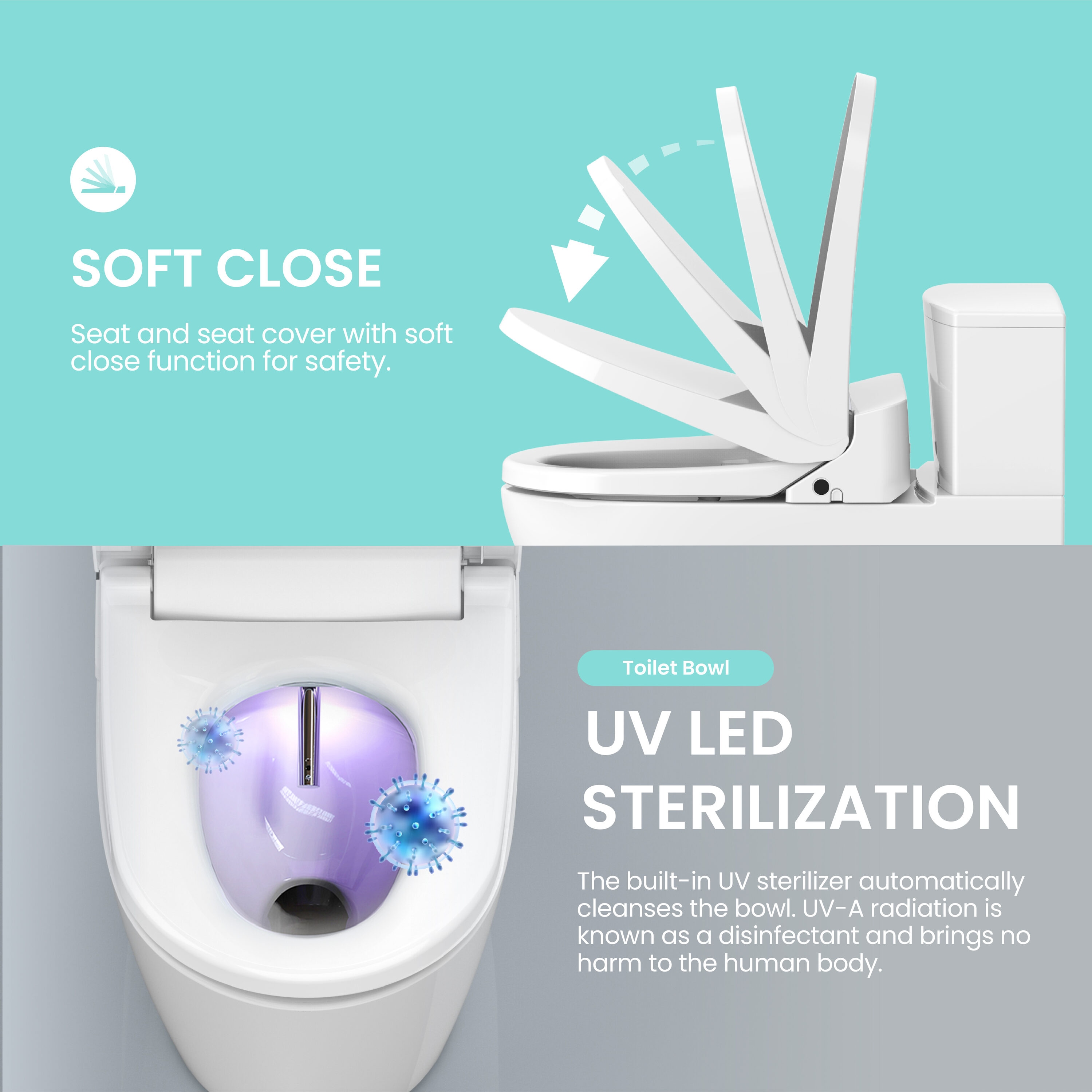 Asiento de Bidé con Cierre Suave, Calentado y Luz UV para Esterilización en Plástico Blanco Redondo VOVO STYLEMENT UV-A VB-6100SR