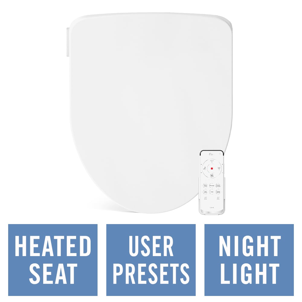 Asiento de Inodoro con Bidé Eléctrico Caliente de Cierre Suave y Blanco de Plástico Bio Bidet Slim Three Elongado SLIM3E 000