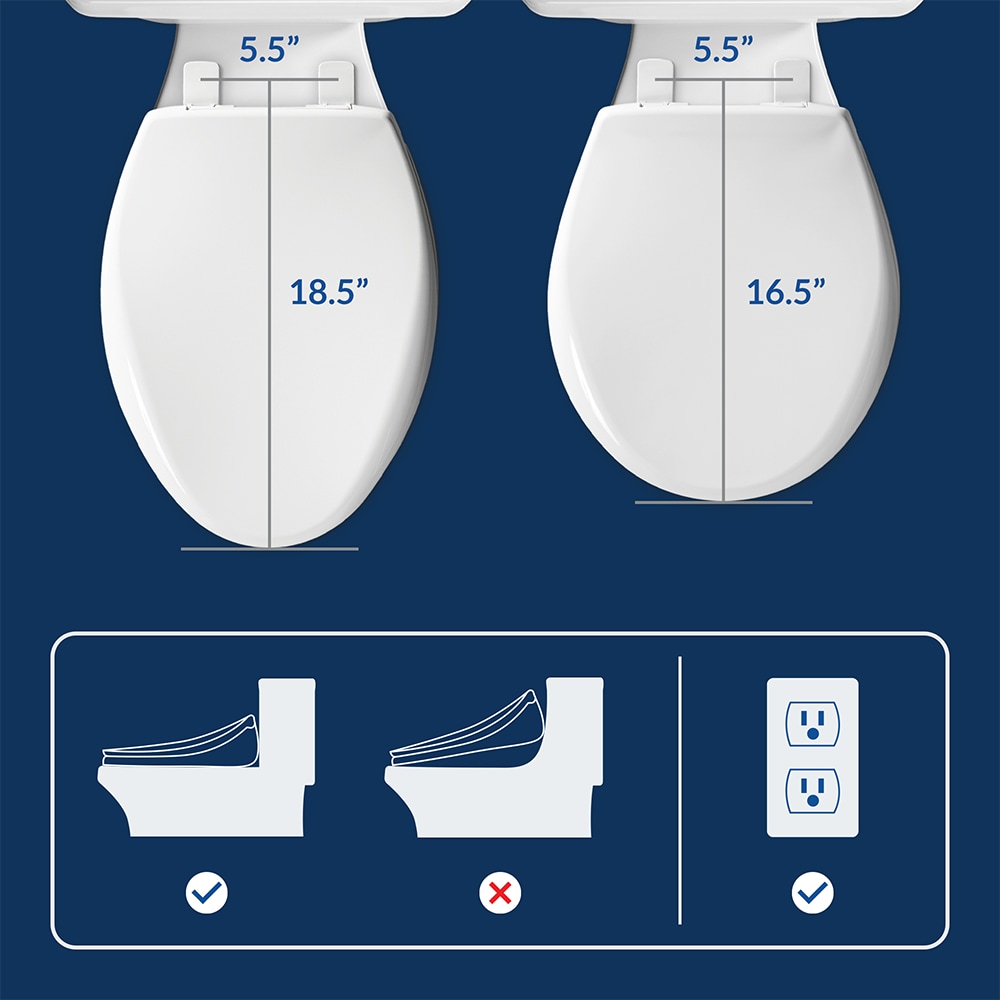Asiento de Inodoro con Bidé Eléctrico Caliente de Cierre Suave y Blanco de Plástico Bio Bidet Slim Three Elongado SLIM3E 000