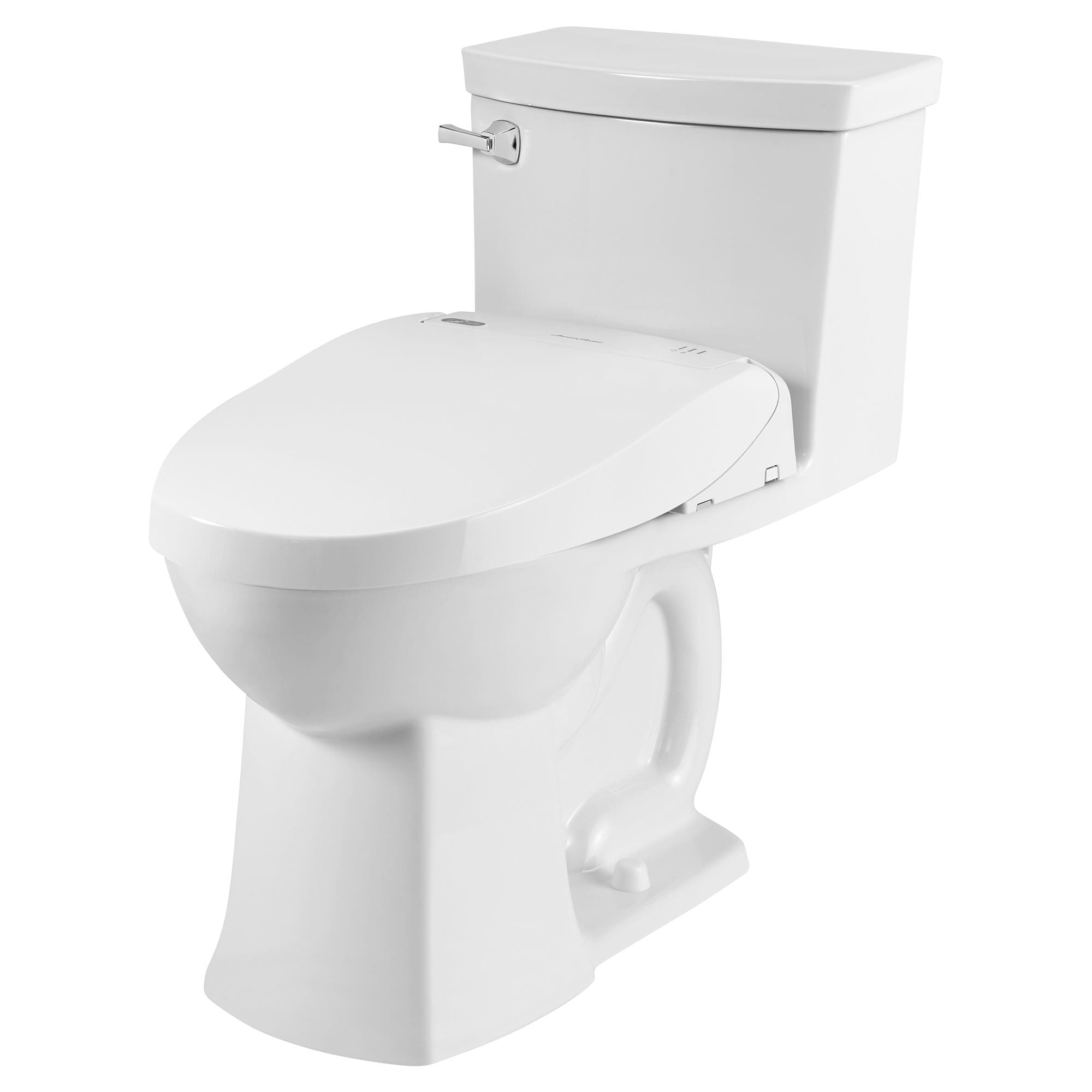 Asiento de inodoro bidet alargado de plástico blanco con función de cierre suave, asiento climatizado y limpieza avanzada American Standard Advanced Clean 3 SpaLet
