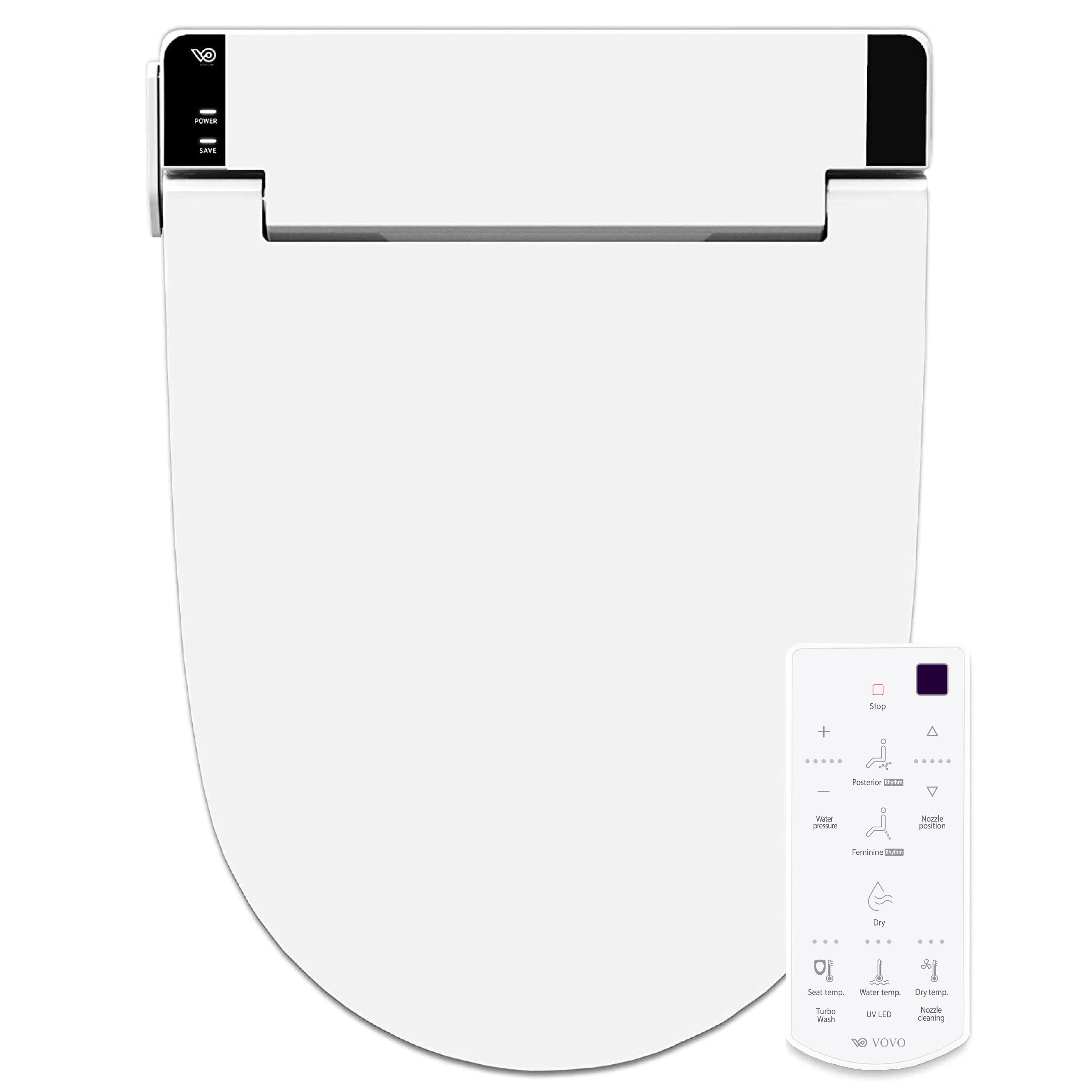 Asiento de bidé con cierre suave, calentado y luz UV-A para esterilización, blanco y alargado VOVO STYLEMENT VB-6000SE