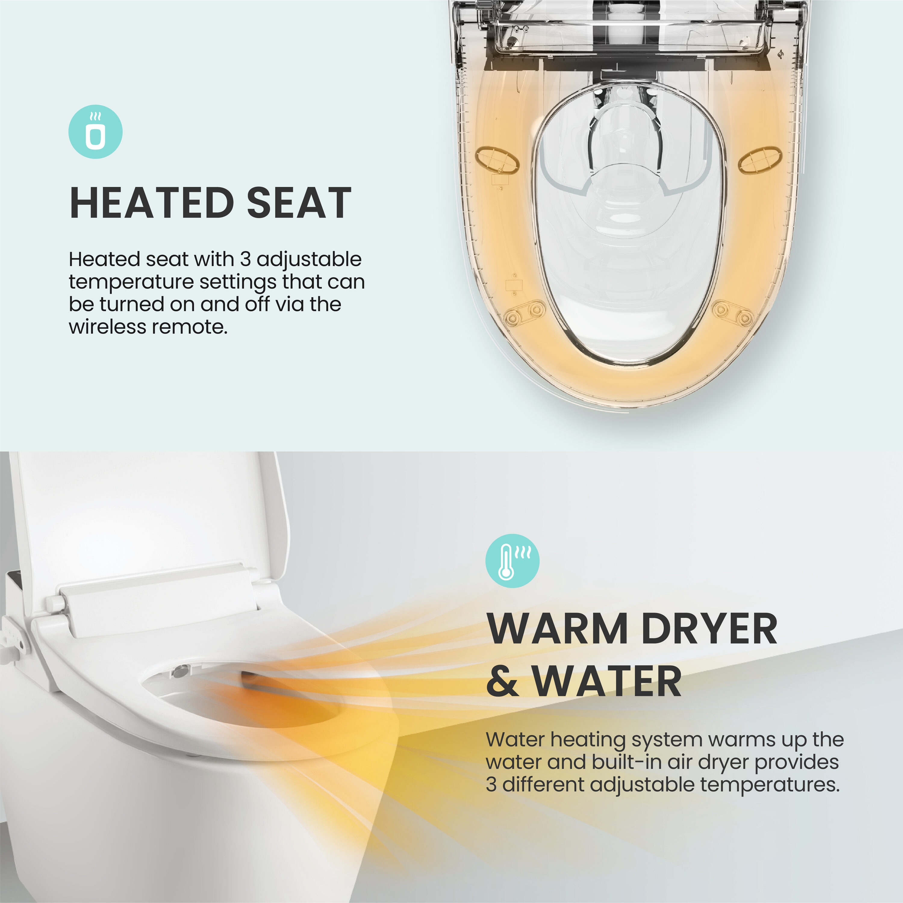 Asiento de bidé con cierre suave, calentado y luz UV-A para esterilización, blanco y alargado VOVO STYLEMENT VB-6000SE