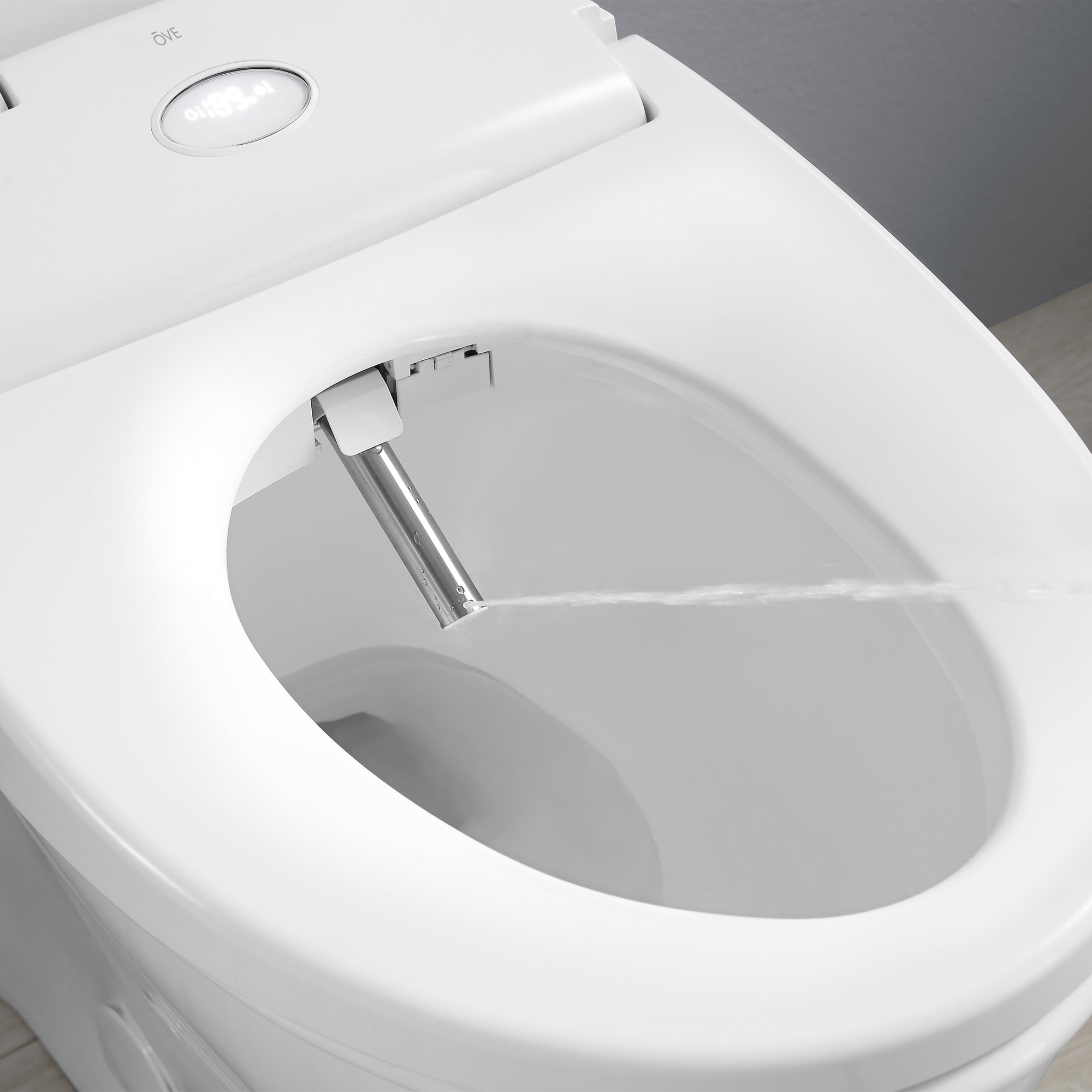 OVE Decors Volta Blanco De Doble Descarga Alargado Altura de Silla Inteligente con Cierre Suave Bidet de Una Pieza 12 pulgadas de Desagüe Clasificado WaterSense 1.28 GPF 15WST-VOLT18-WHT
