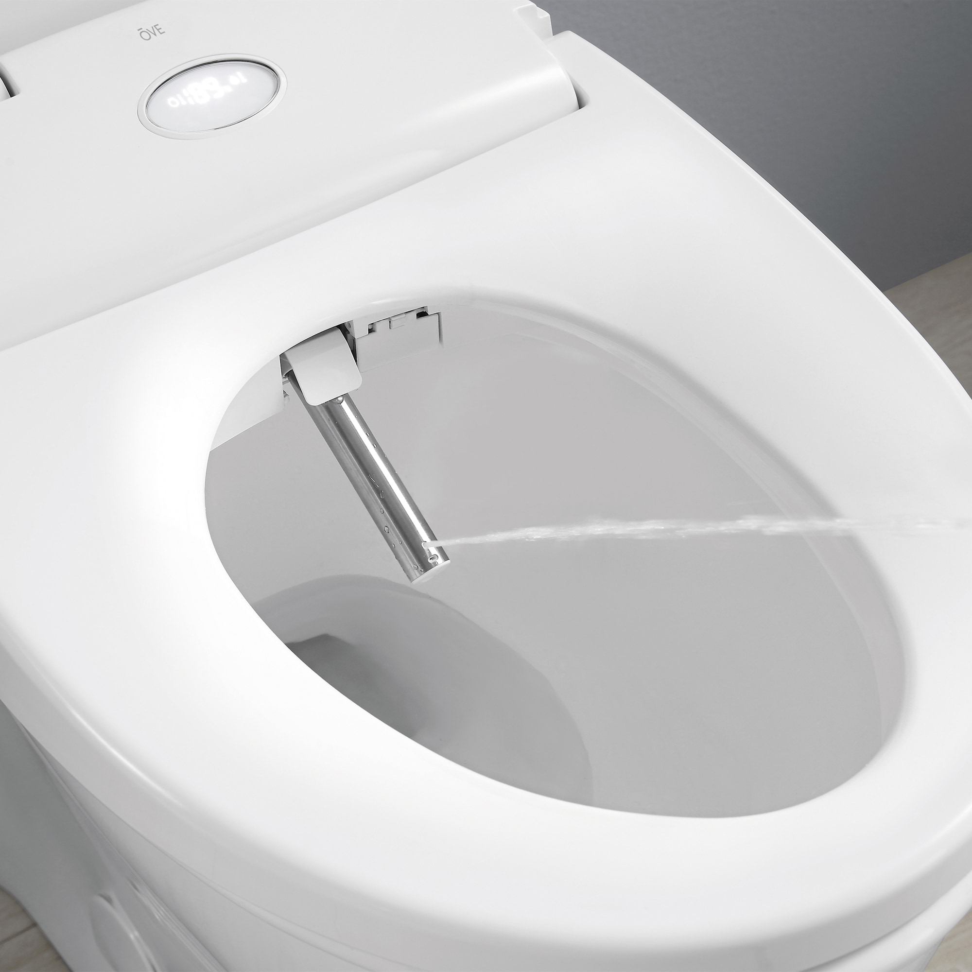 OVE Decors Volta Blanco De Doble Descarga Alargado Altura de Silla Inteligente con Cierre Suave Bidet de Una Pieza 12 pulgadas de Desagüe Clasificado WaterSense 1.28 GPF 15WST-VOLT18-WHT