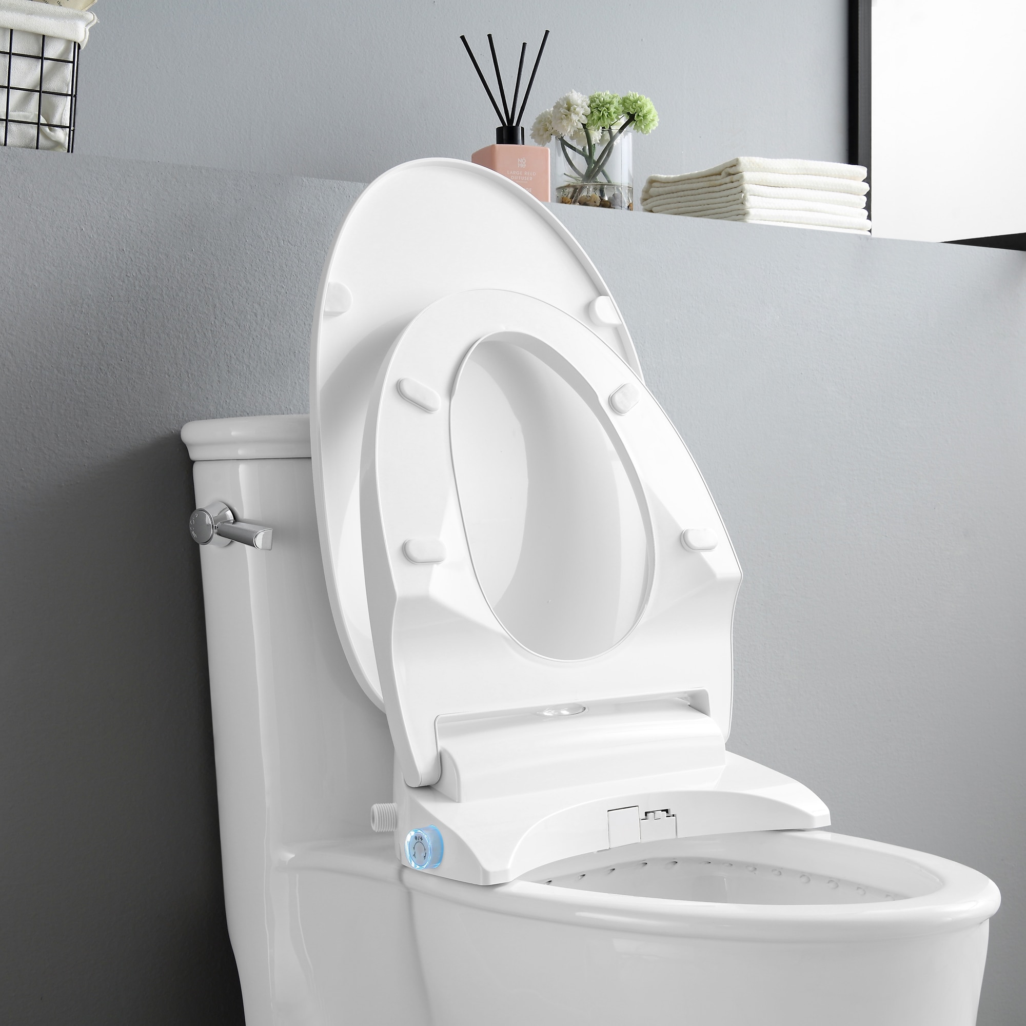 OVE Decors Volta Blanco De Doble Descarga Alargado Altura de Silla Inteligente con Cierre Suave Bidet de Una Pieza 12 pulgadas de Desagüe Clasificado WaterSense 1.28 GPF 15WST-VOLT18-WHT