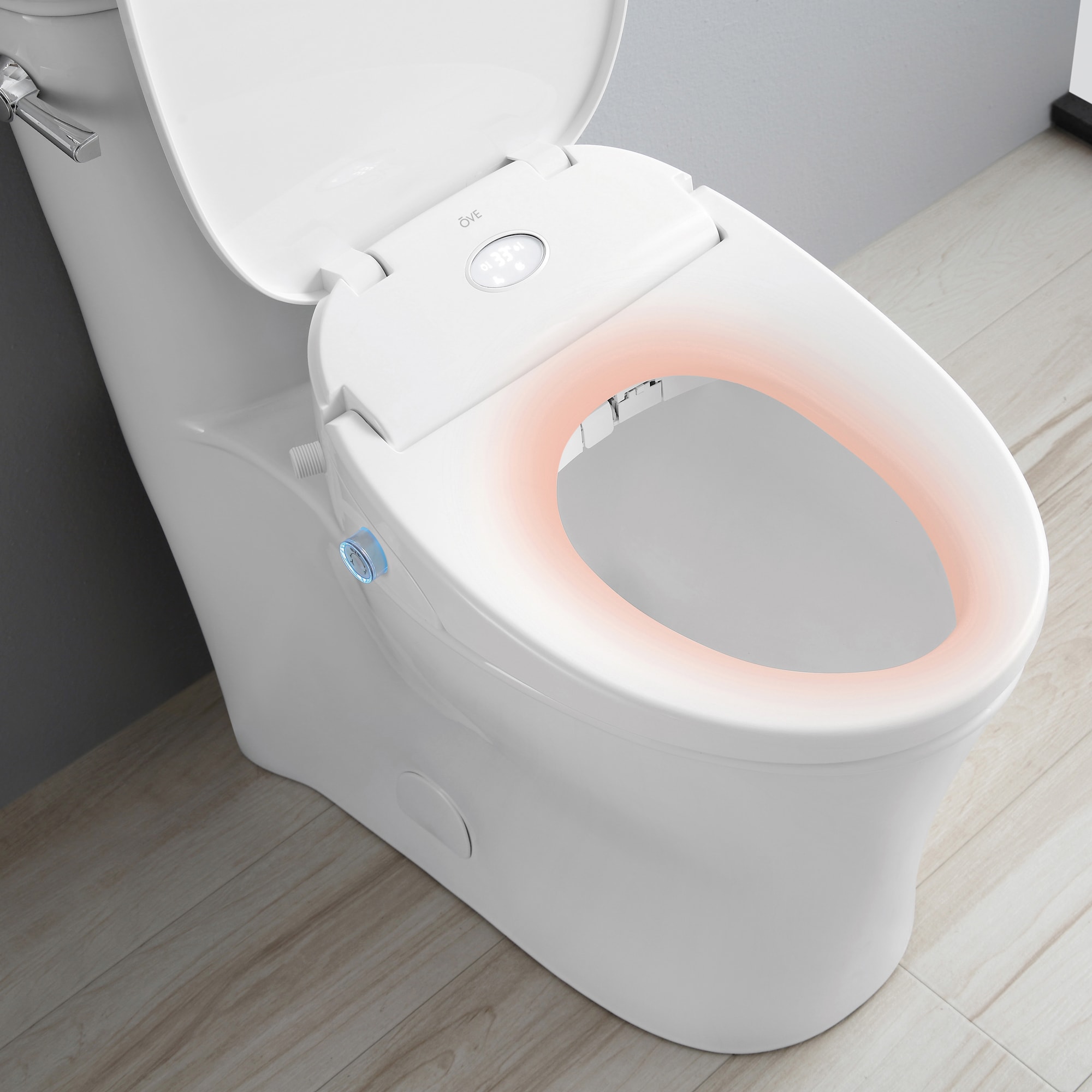 OVE Decors Volta Blanco De Doble Descarga Alargado Altura de Silla Inteligente con Cierre Suave Bidet de Una Pieza 12 pulgadas de Desagüe Clasificado WaterSense 1.28 GPF 15WST-VOLT18-WHT