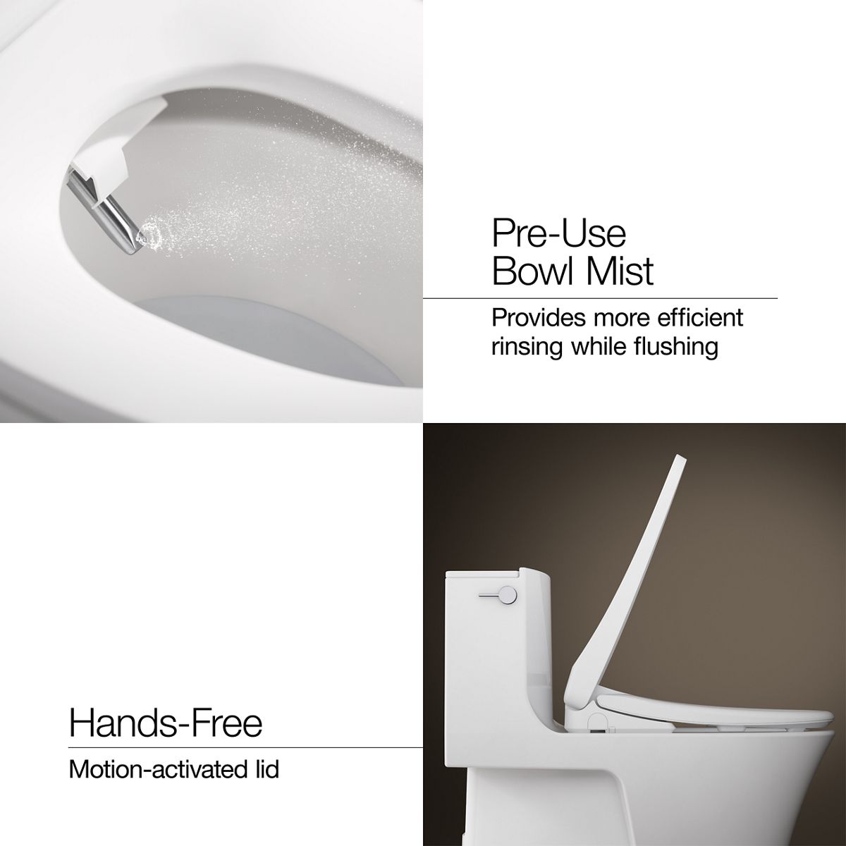Asiento de Bidé Calientito con Cierre Suave Alargado Blanco de Plástico KOHLER PureWash 30805-0