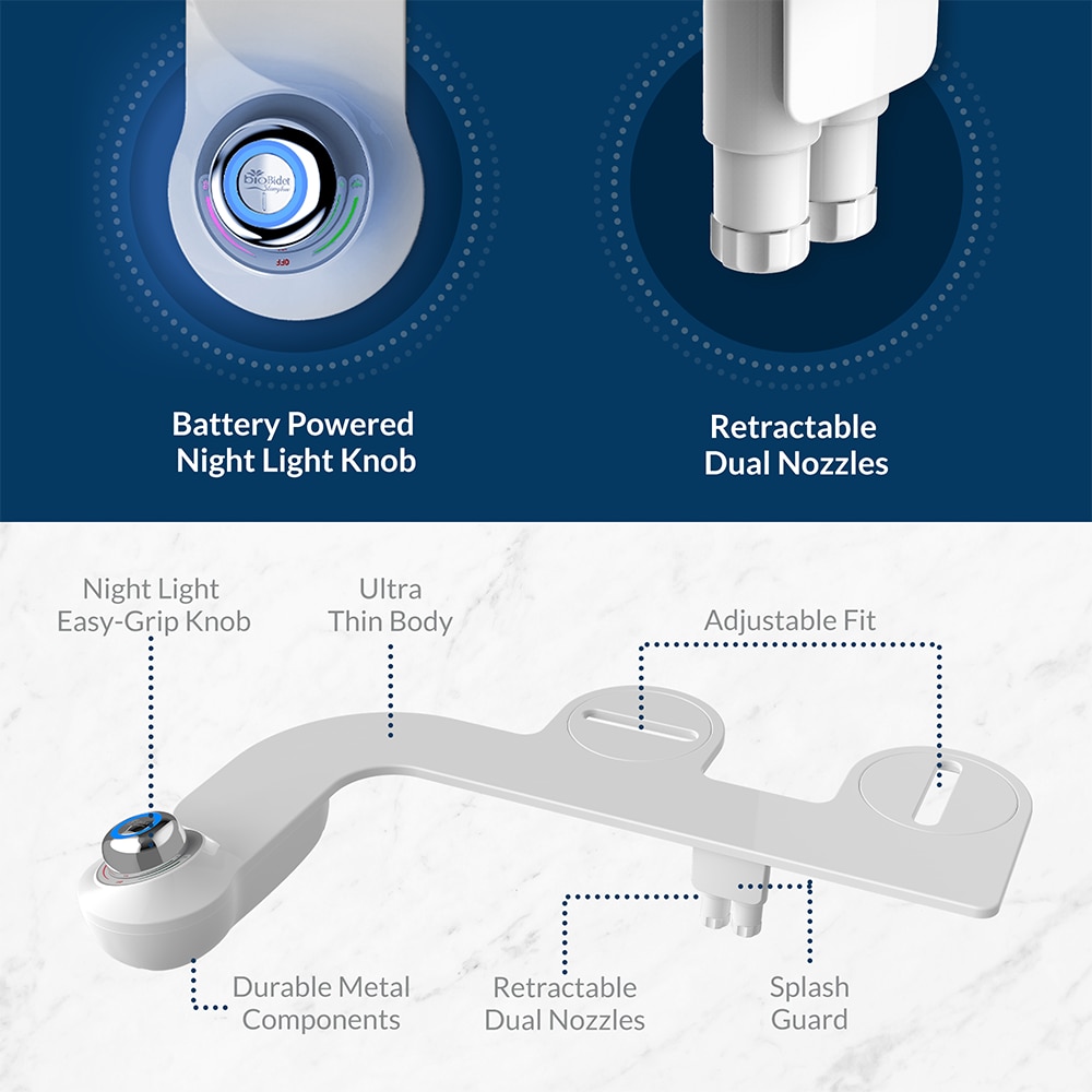 Aditamento de Bidet SlimGlow No Eléctrico con Doble Boquilla y Luz Nocturna
