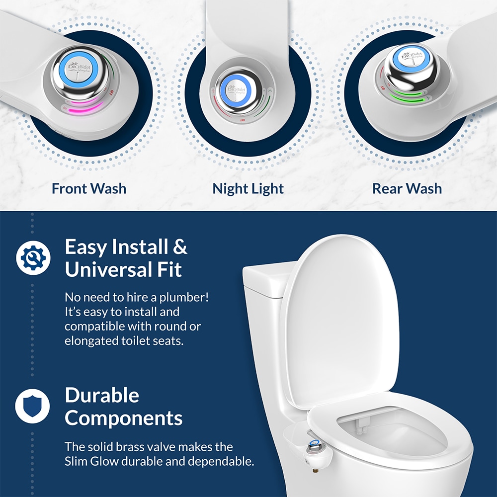 Aditamento de Bidet SlimGlow No Eléctrico con Doble Boquilla y Luz Nocturna