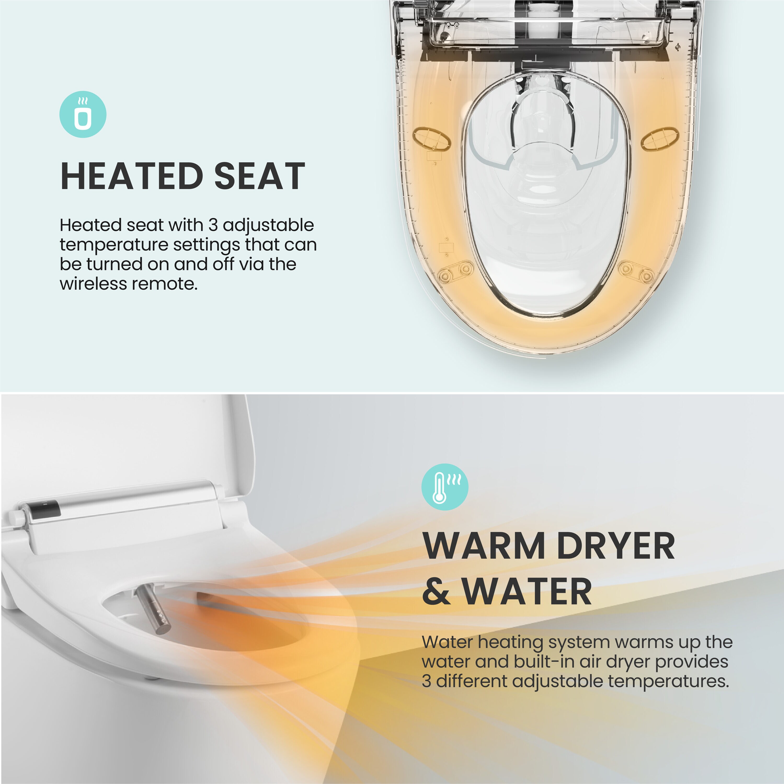 Asiento de bidé térmico redondo con luz UV-A para esterilización de plástico blanco VOVO STYLEMENT VB-4100SR con cierre suave
