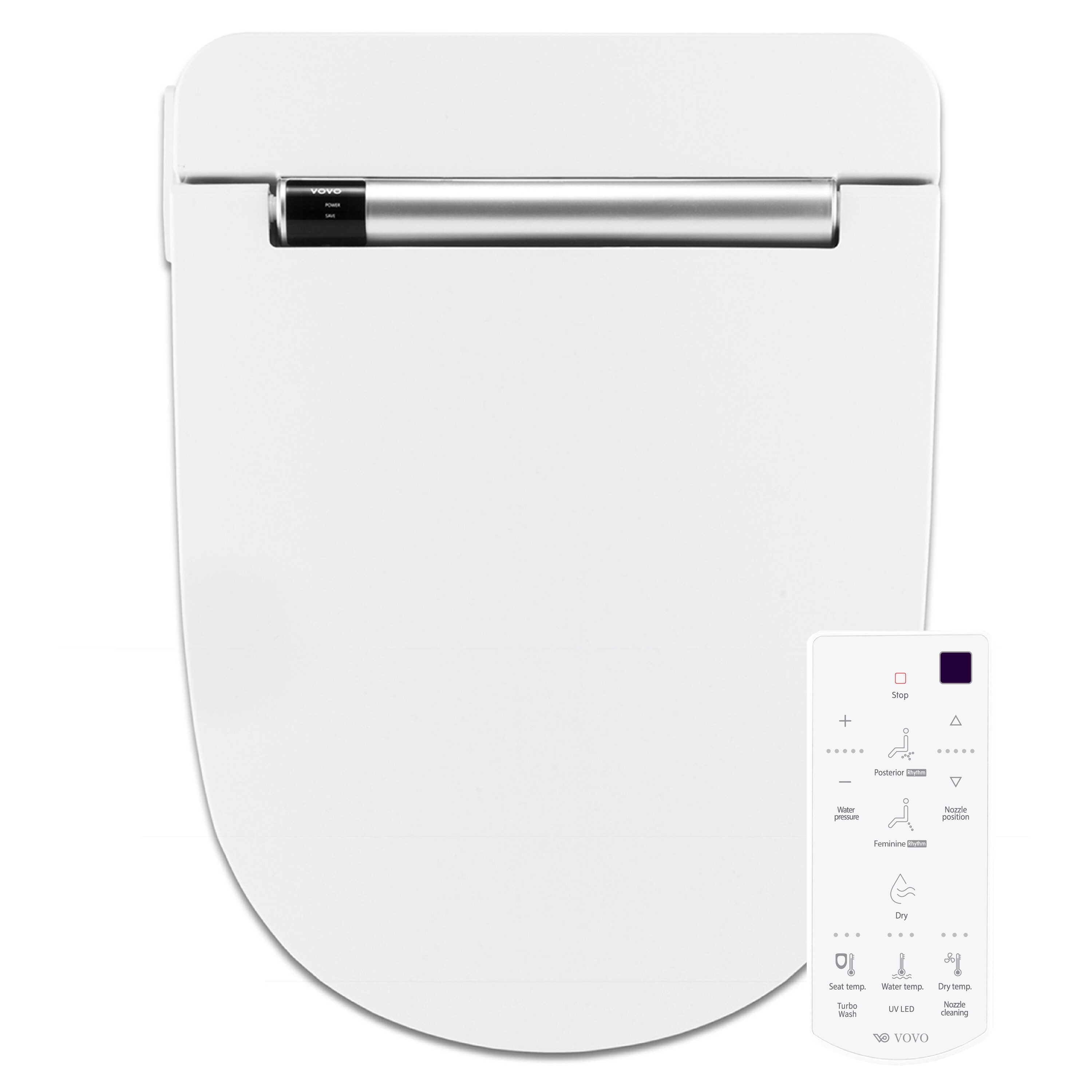 Asiento de bidé térmico redondo con luz UV-A para esterilización de plástico blanco VOVO STYLEMENT VB-4100SR con cierre suave