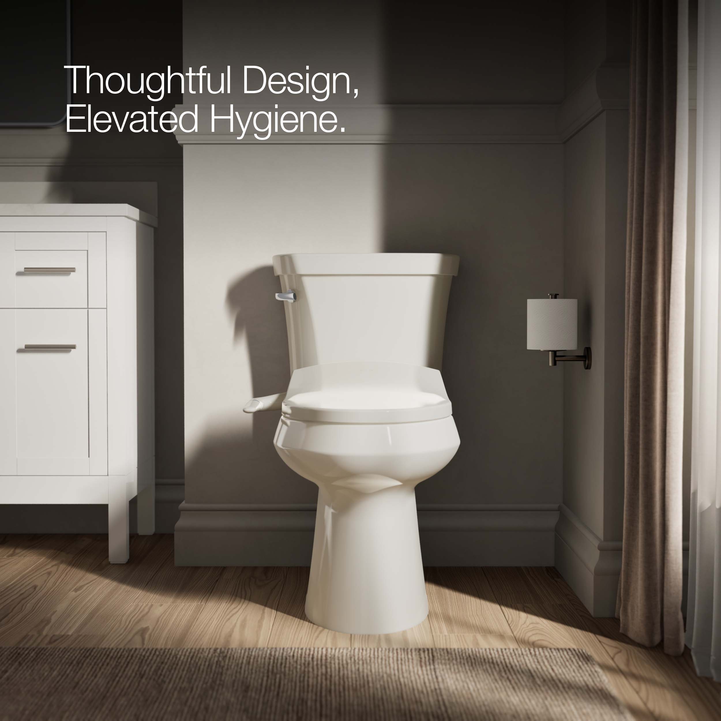 Asiento de Bidé Alargado de Plástico en Color Beige con Cierre Suave Puretide de KOHLER K-5724-96