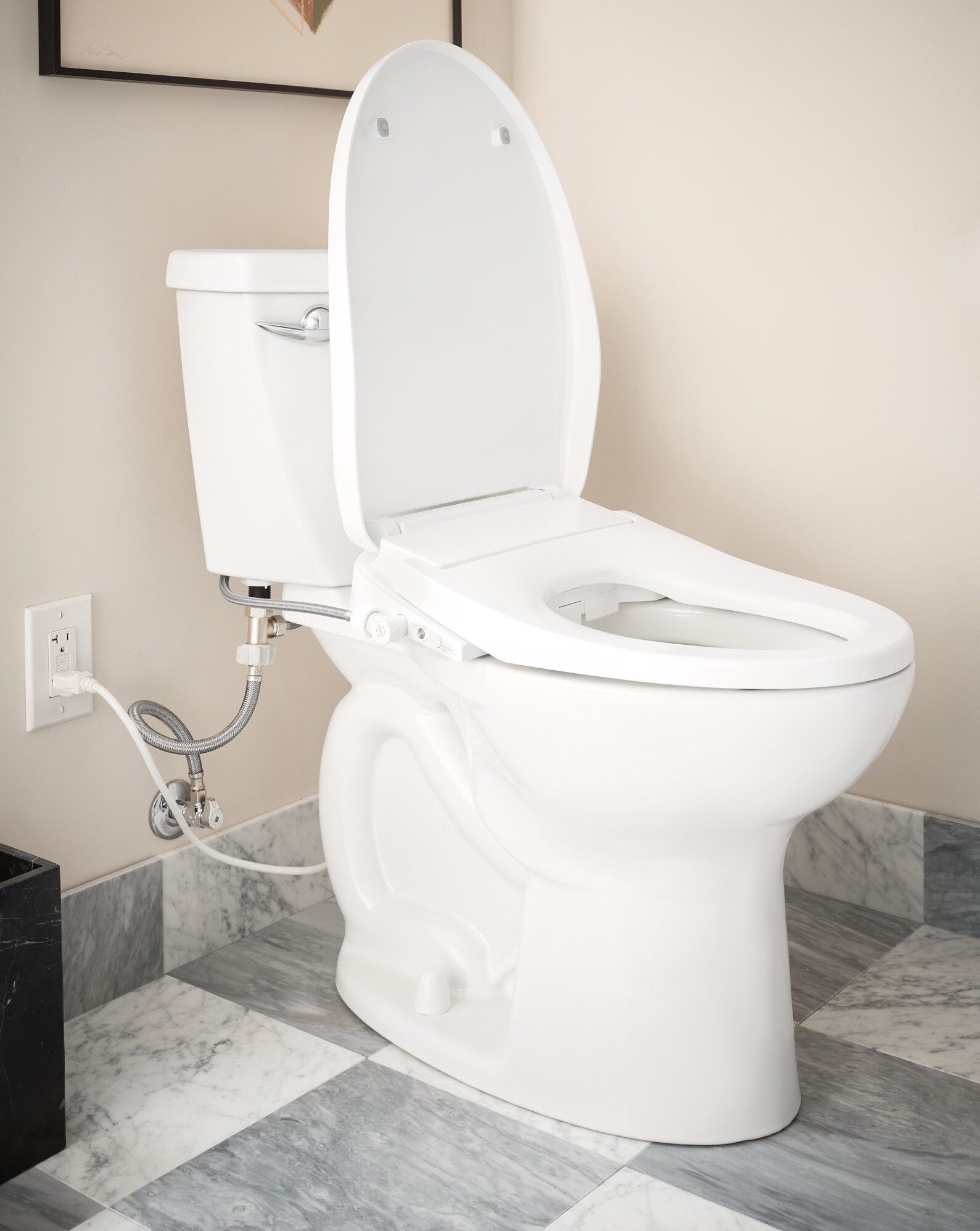 Asiento de Inodoro con Bidé Calentado de Cierre Suave Inteligente Alargado Blanco de Plástico Moen EB1500-E