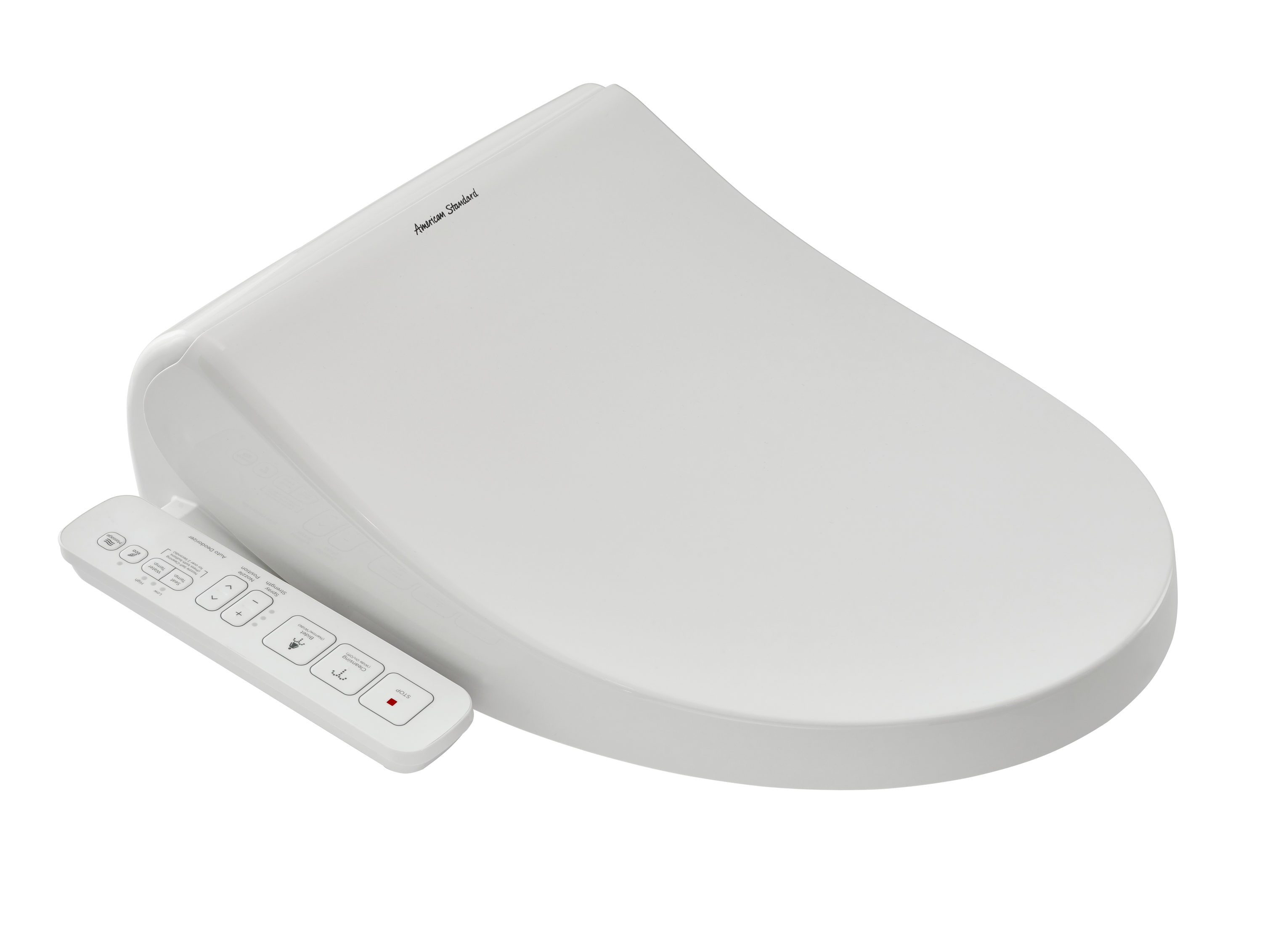 Asiento de baño bidet alargado de plástico blanco con tecnología Smart, cierre suave, y calentador incorporado de American Standard Spalet 8013A80GPC-020