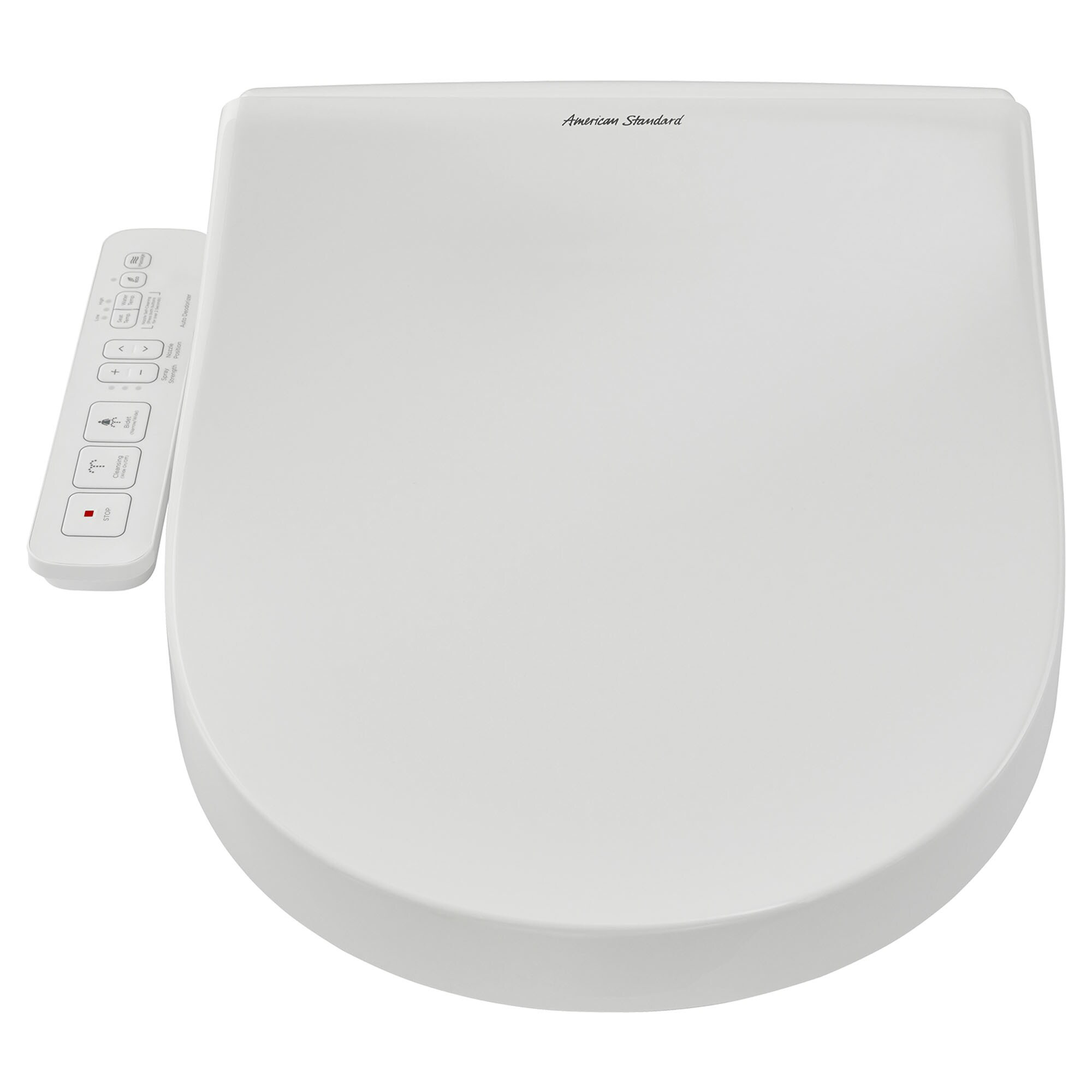 Asiento de baño bidet alargado de plástico blanco con tecnología Smart, cierre suave, y calentador incorporado de American Standard Spalet 8013A80GPC-020