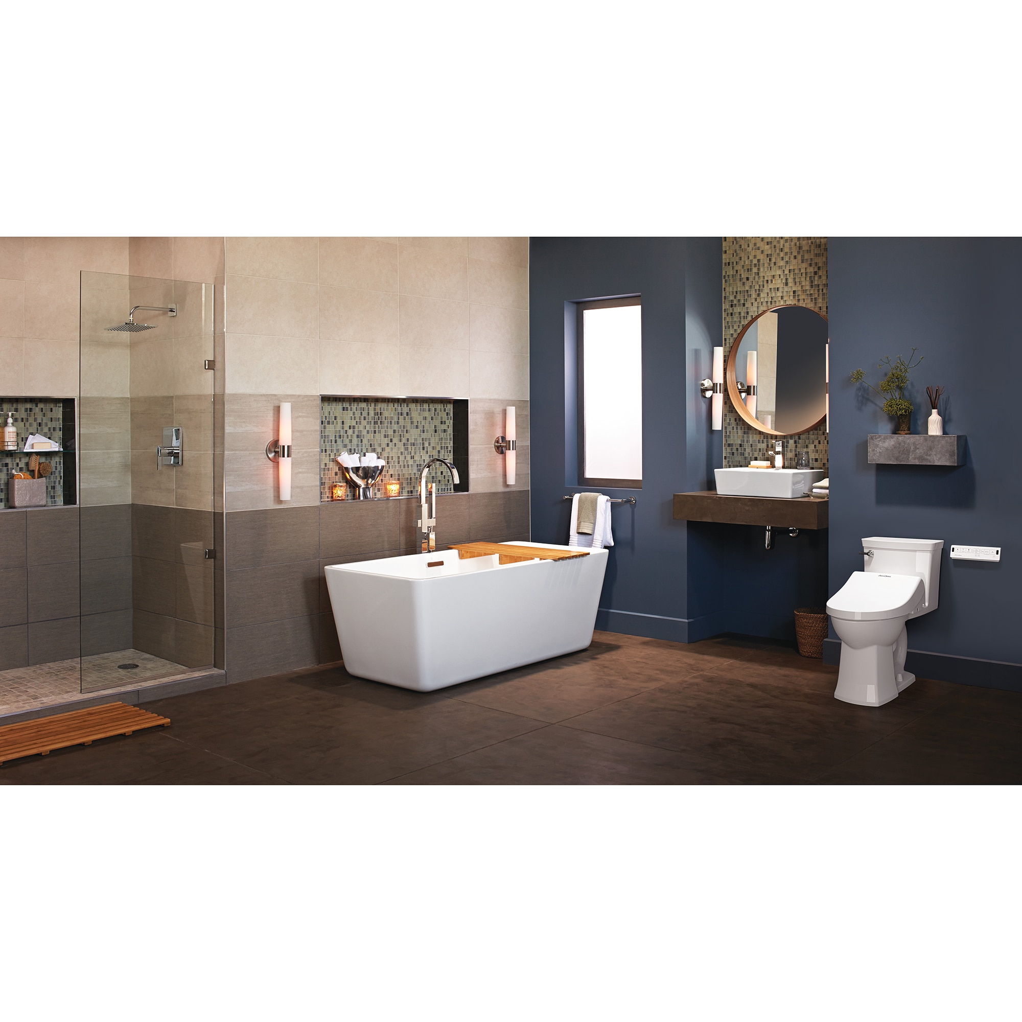Asiento de baño bidet alargado de plástico blanco con tecnología Smart, cierre suave, y calentador incorporado de American Standard Spalet 8013A80GPC-020