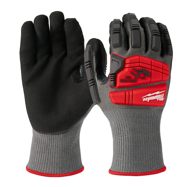 Guantes de corte por impacto Nivel 5 con recubrimiento de nitrilo de Milwaukee Tool - Talla pequeña, Nivel de corte A5, 13 ga, Gris - 48-22-8980.