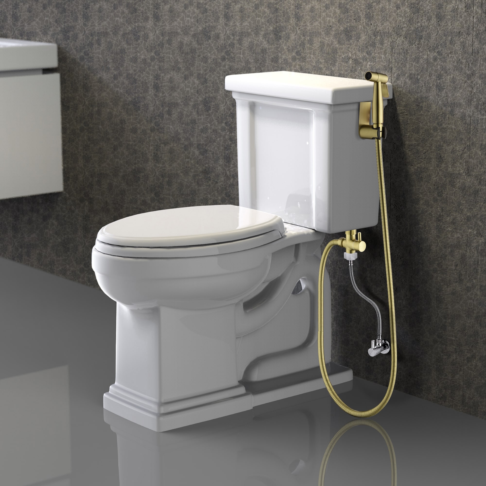Rociador de bidé portátil de oro cepillado para inodoro Mondawe MD-HBS-BG