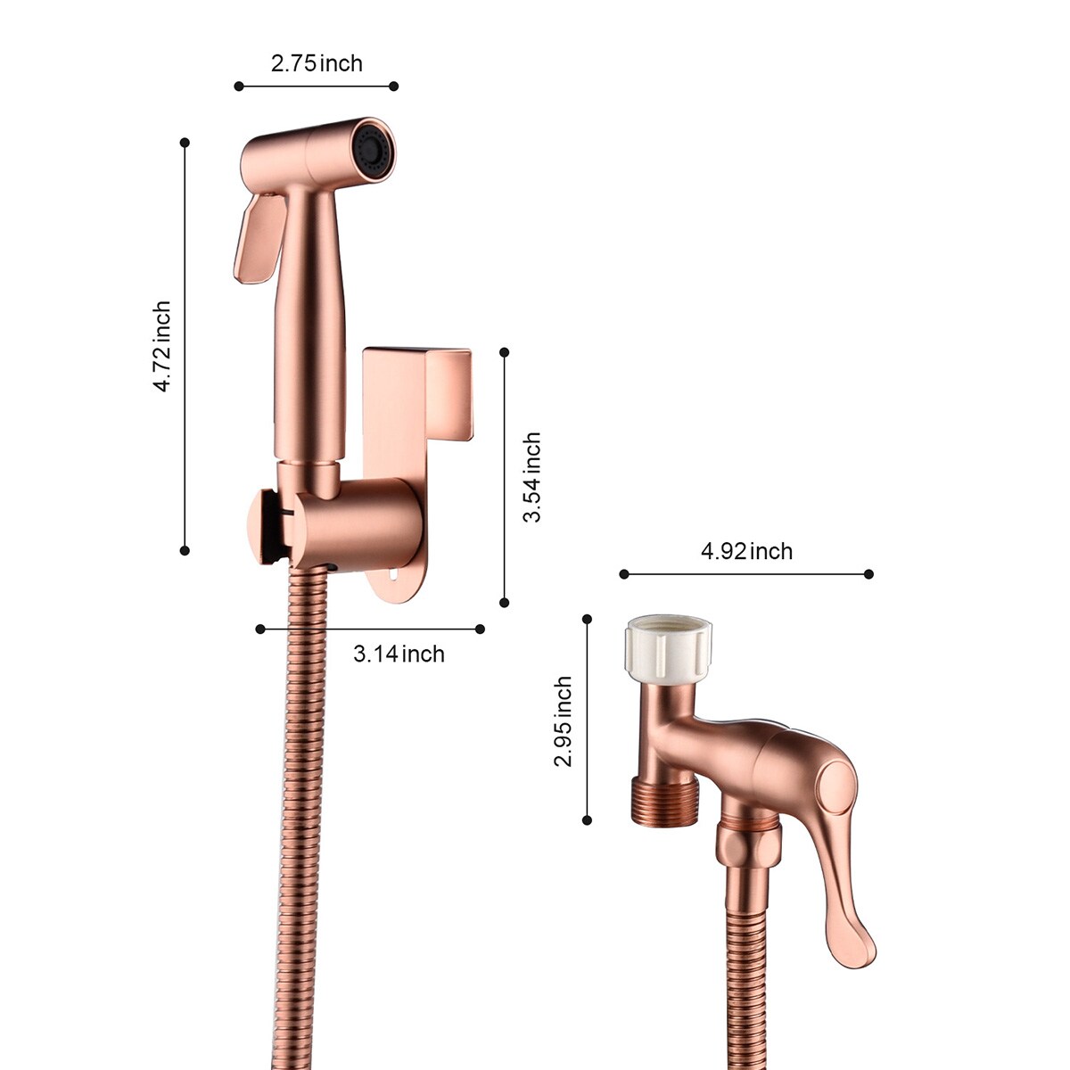 Rociador de bidé de mano montado en el inodoro en color oro rosado Mondawe MD-HBS-RG