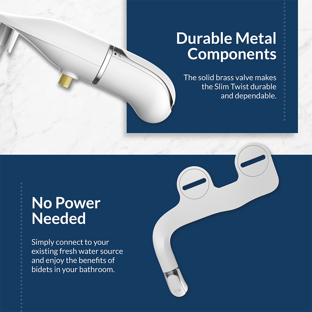 Bio Bidet Slimtwist - Accesorio de bidé de doble boquilla sin electricidad con perilla de giro cómoda SLIMTWIST 000